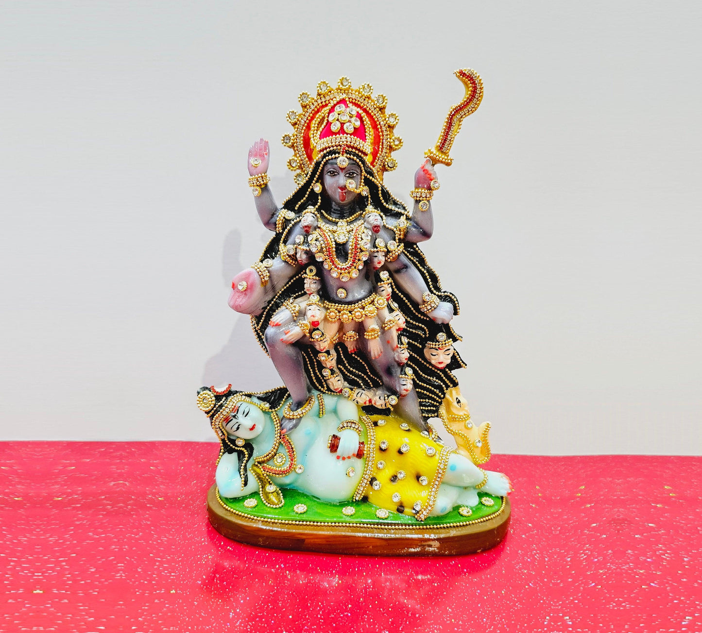 Rare hand decorated Goddess Kali Maa Lord Shiva Statue