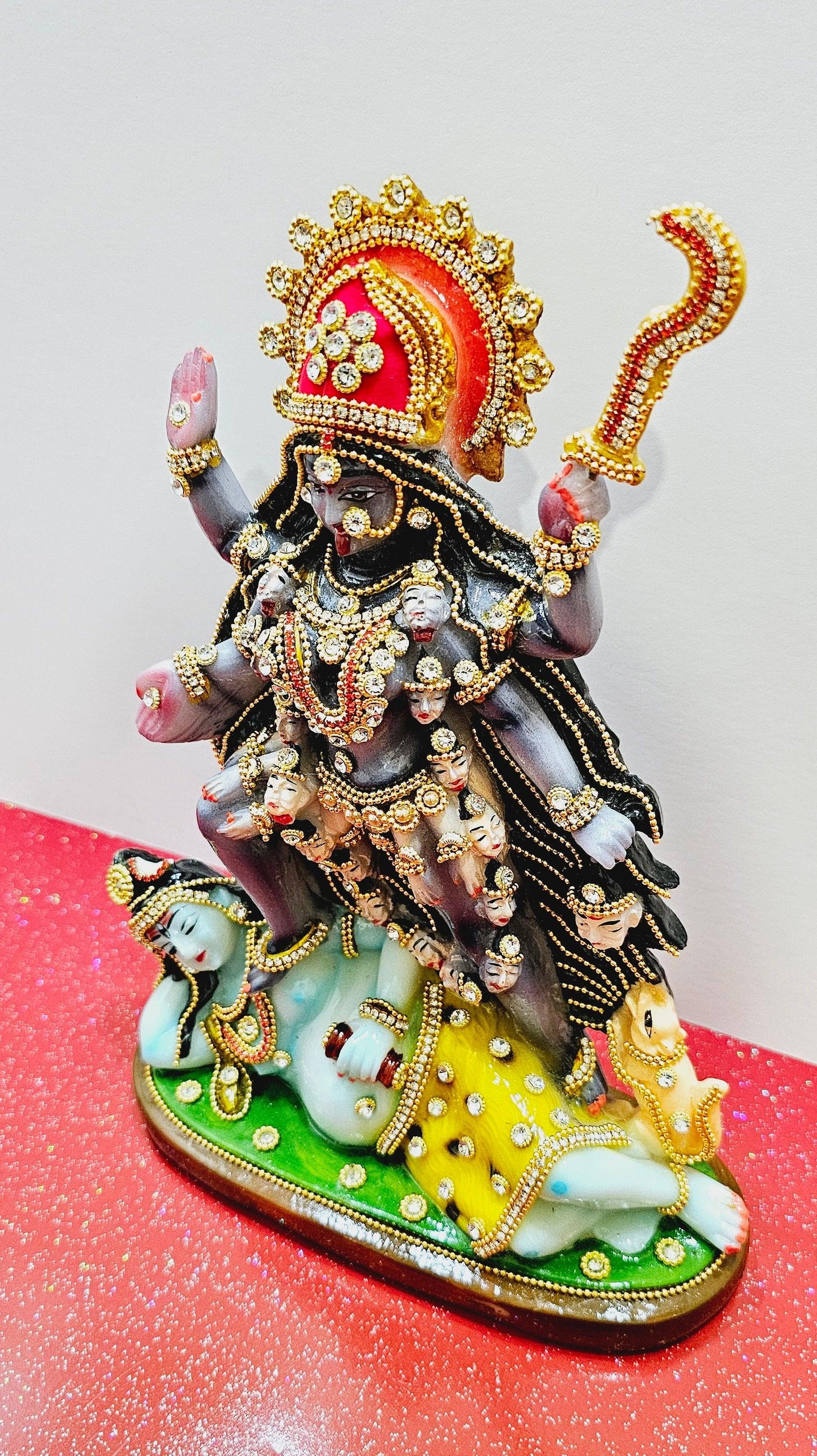 Rare hand decorated Goddess Kali Maa Lord Shiva Statue