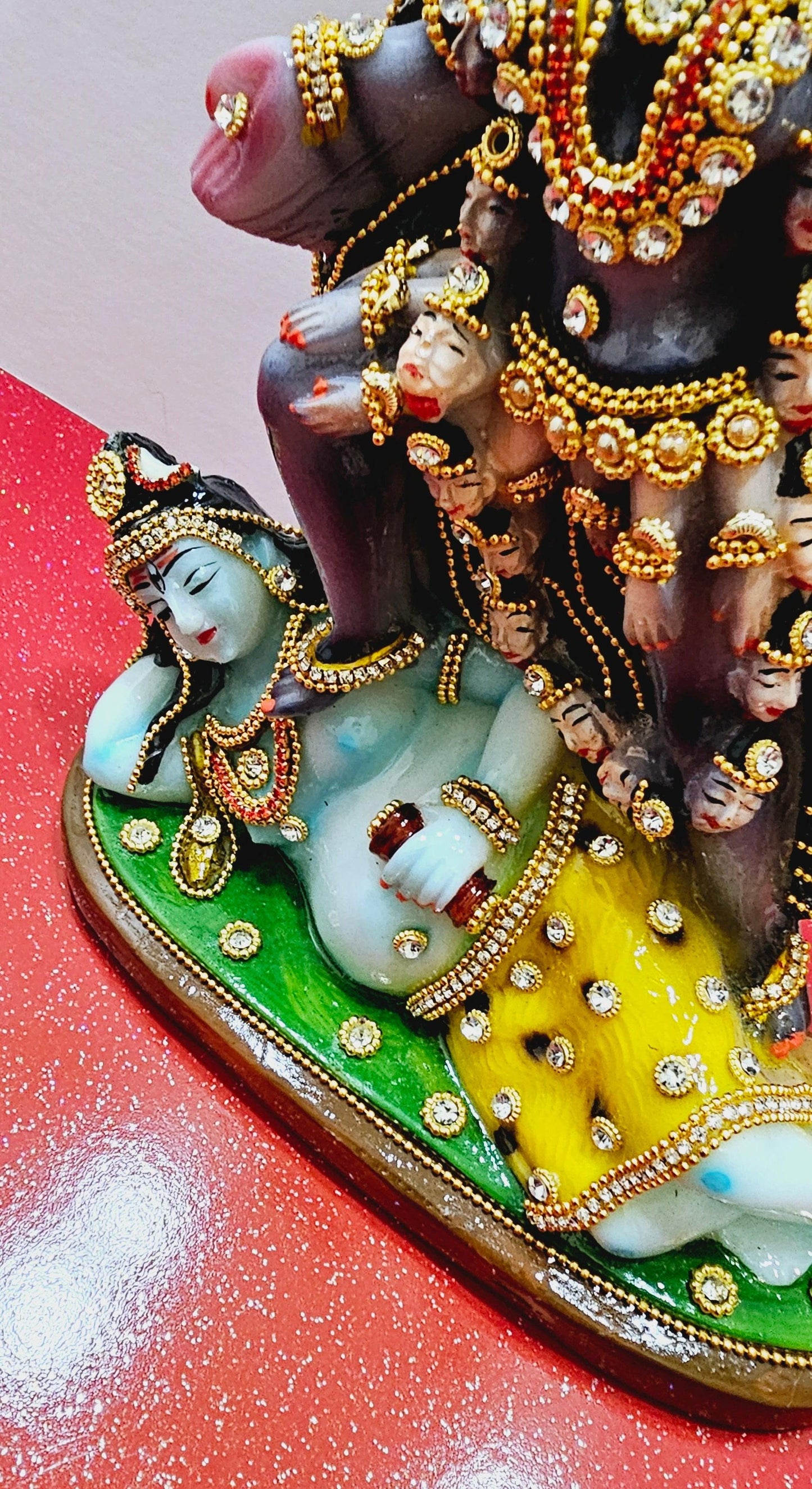 Rare hand decorated Goddess Kali Maa Lord Shiva Statue