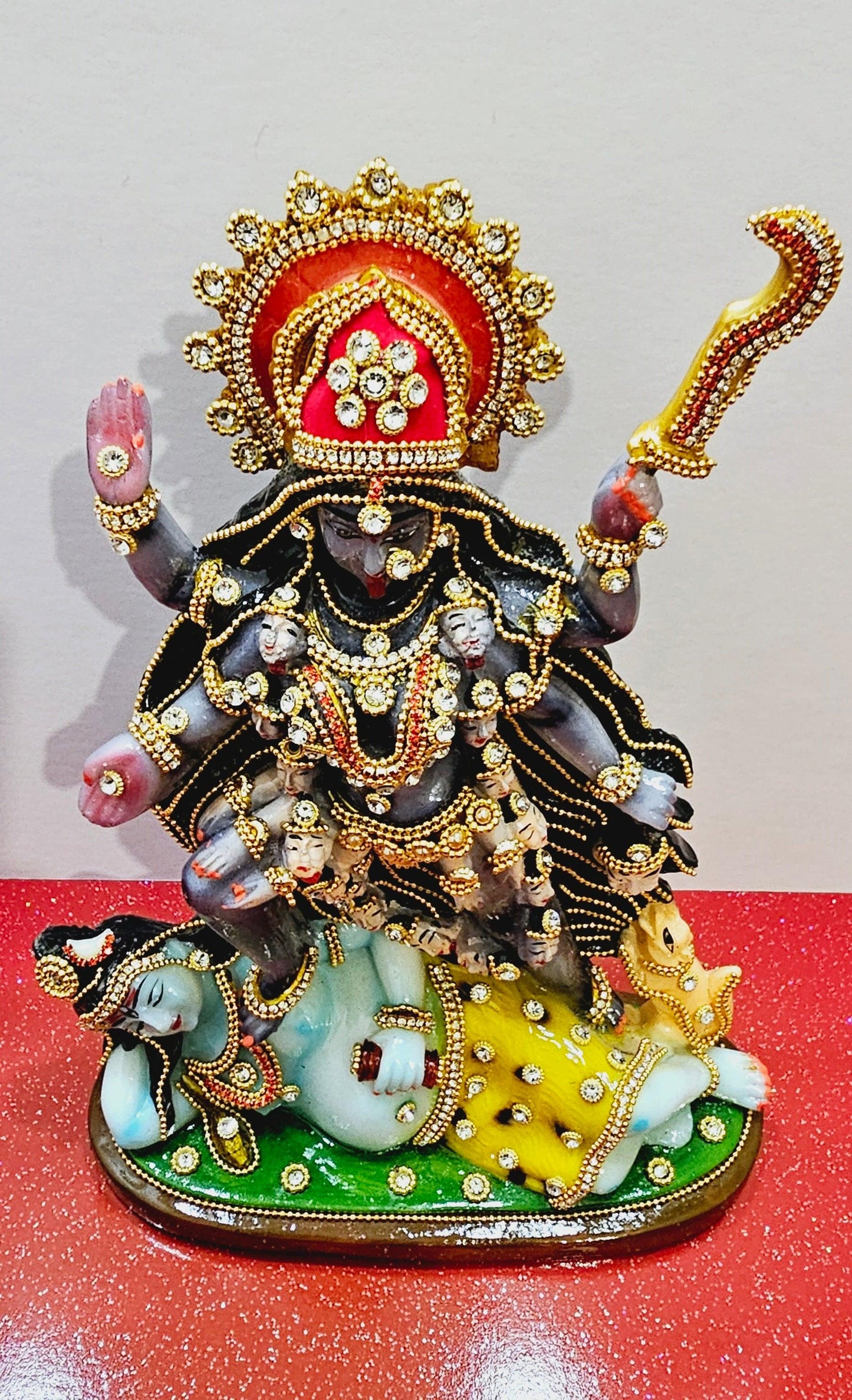 Rare hand decorated Goddess Kali Maa Lord Shiva Statue