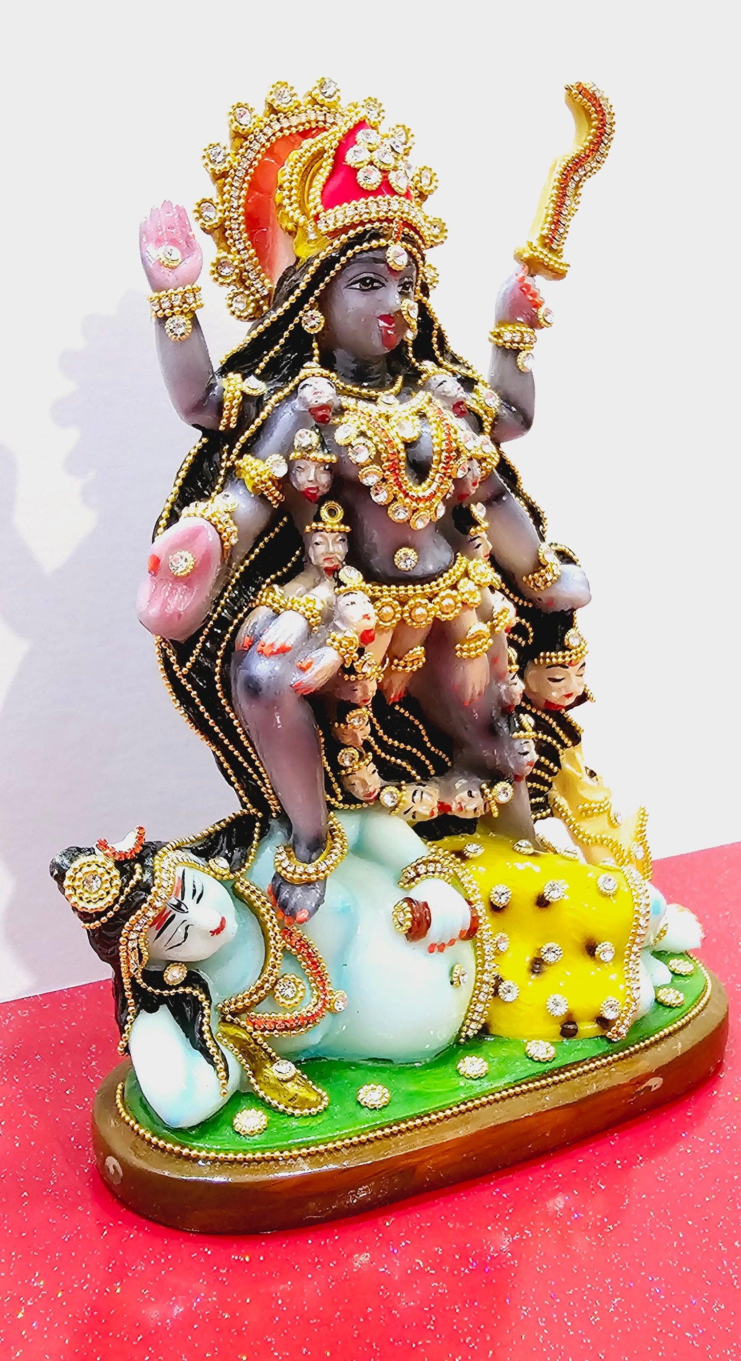 Rare hand decorated Goddess Kali Maa Lord Shiva Statue