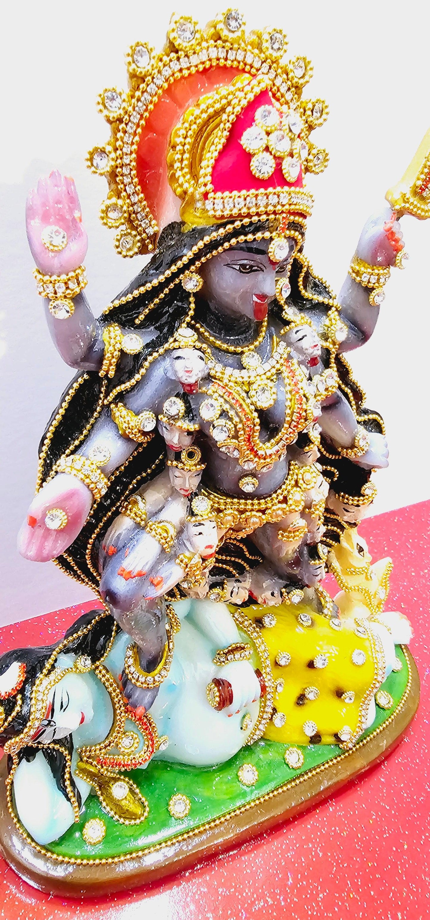 Rare hand decorated Goddess Kali Maa Lord Shiva Statue