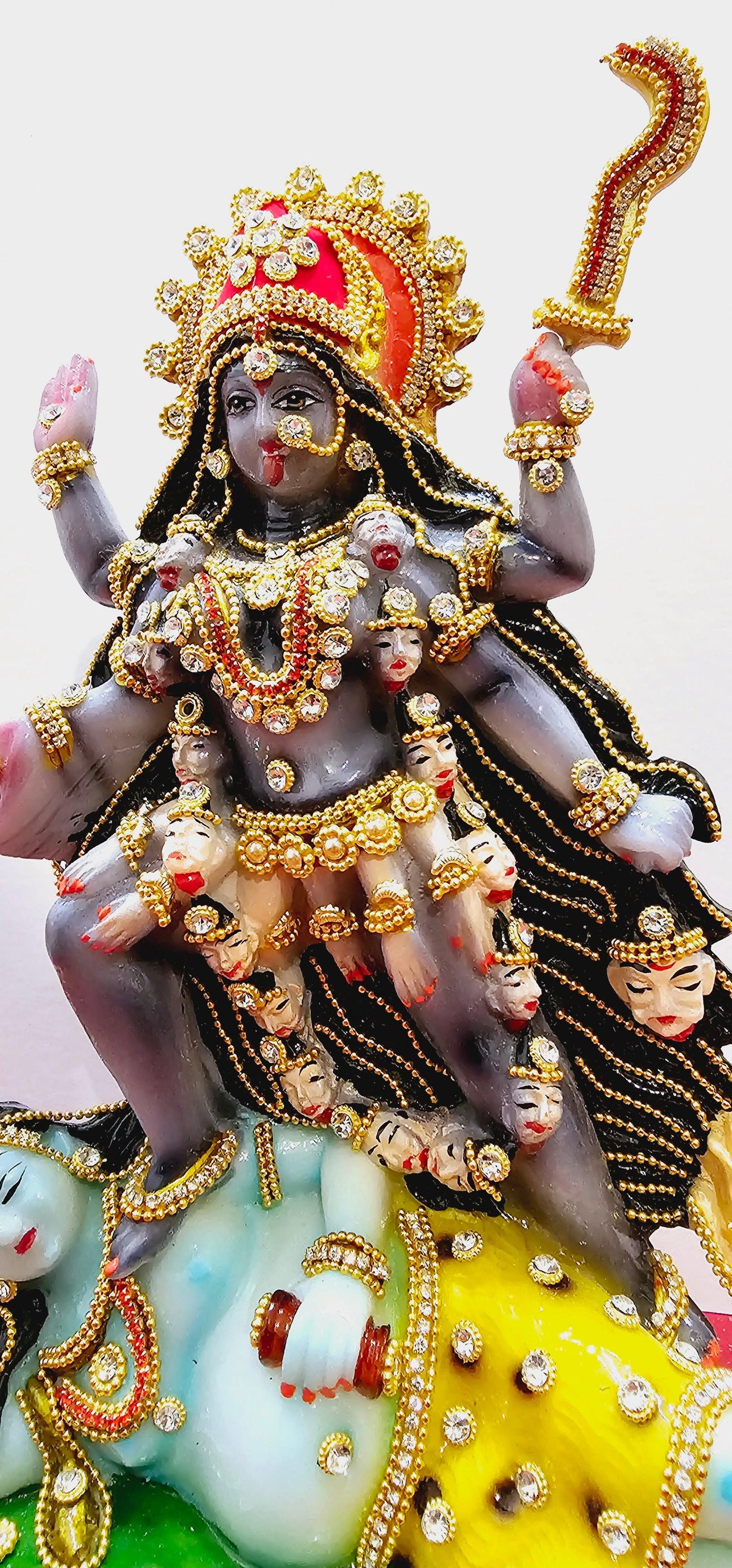 Rare hand decorated Goddess Kali Maa Lord Shiva Statue