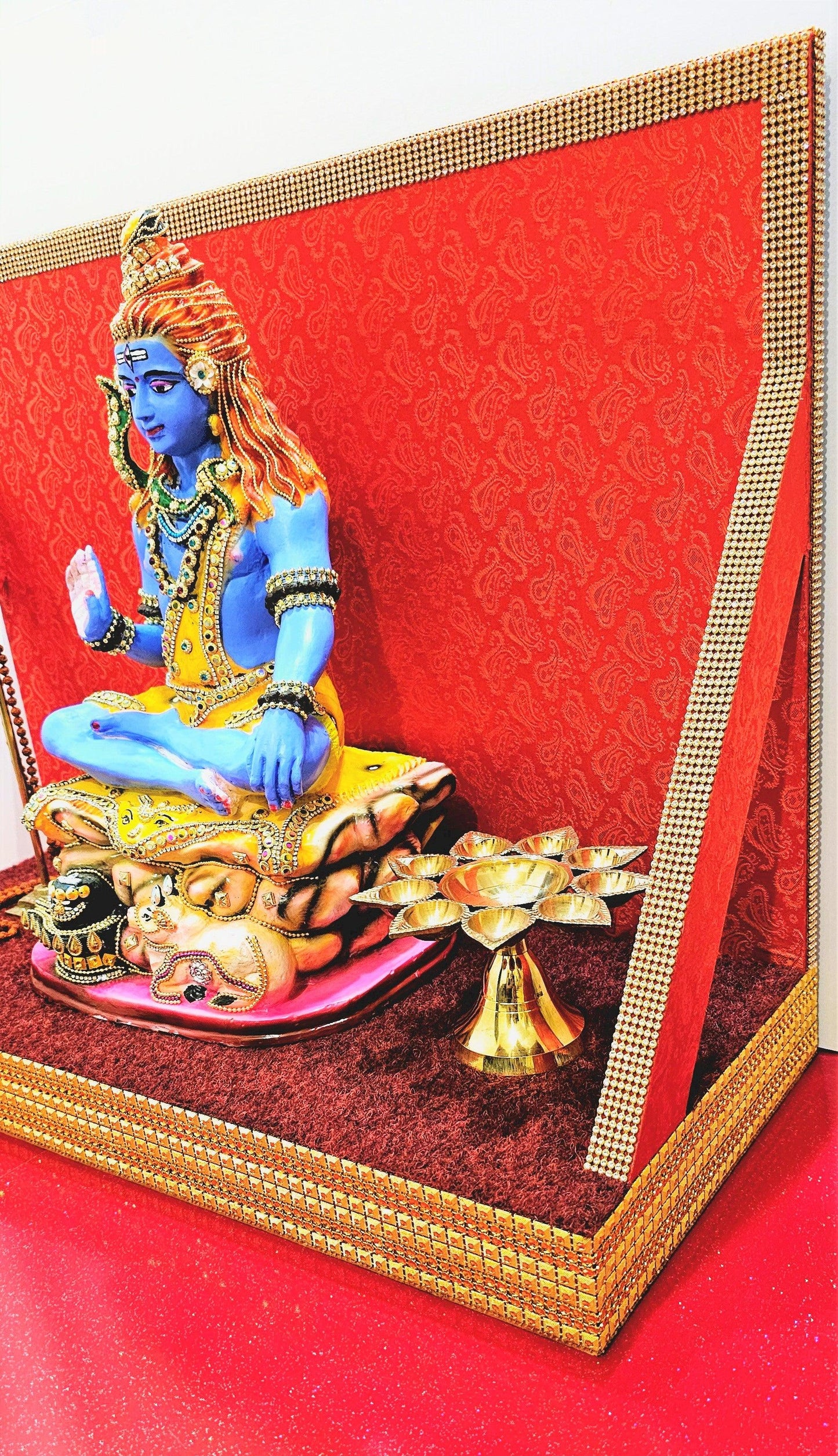 Rare Large Lord Shiva Statue With Complete Custom Made Temple Stand