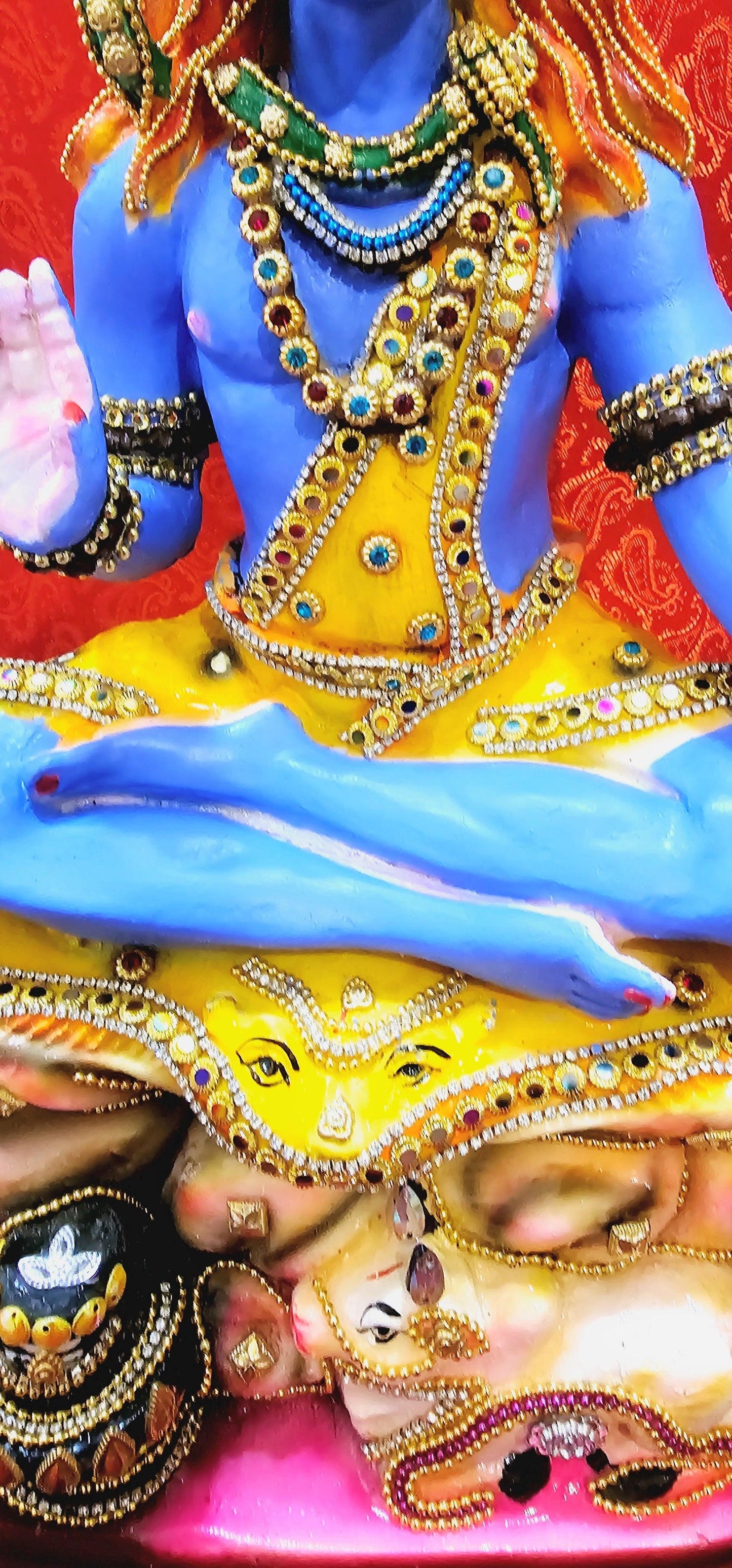 Rare Large Lord Shiva Statue With Complete Custom Made Temple Stand