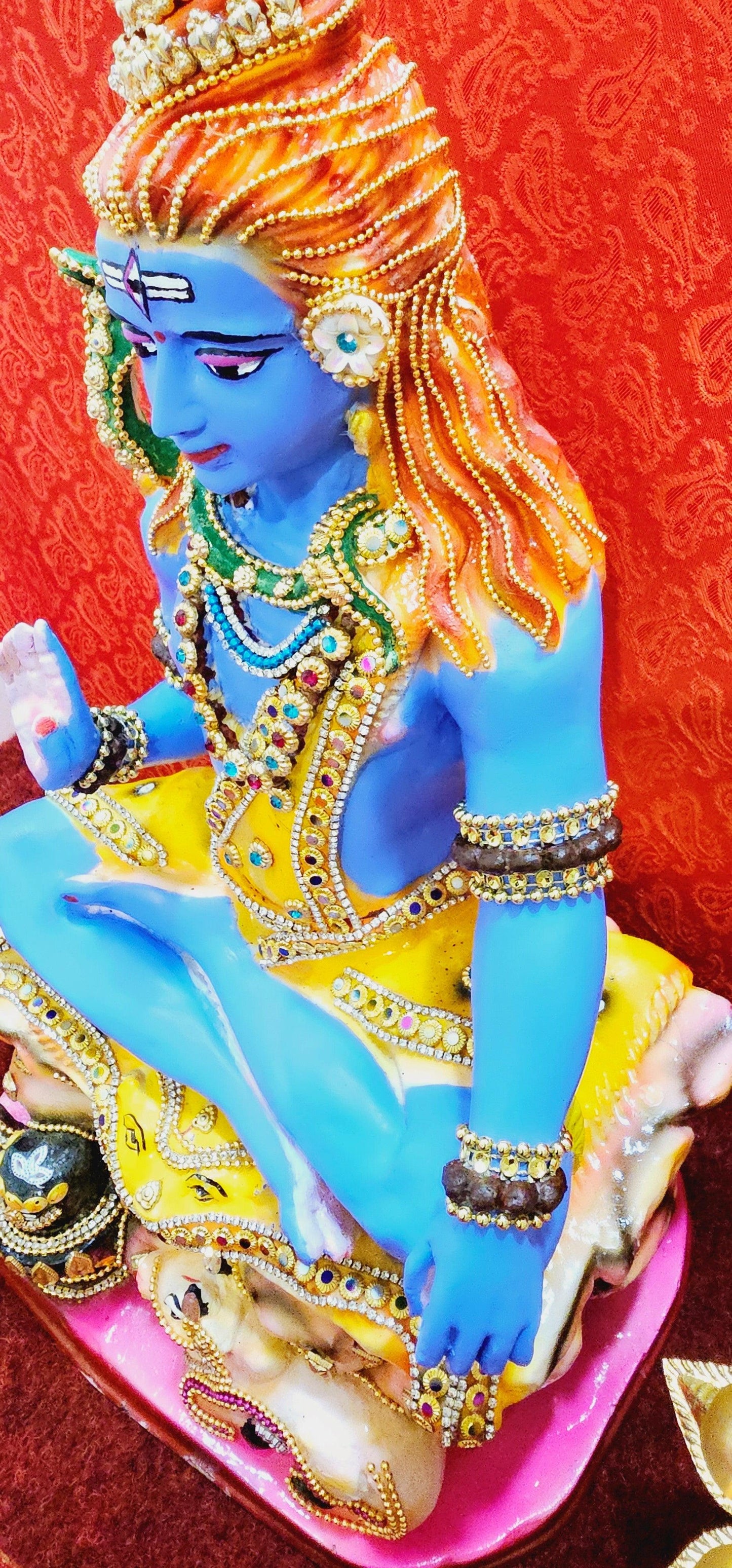 Rare Large Lord Shiva Statue With Complete Custom Made Temple Stand