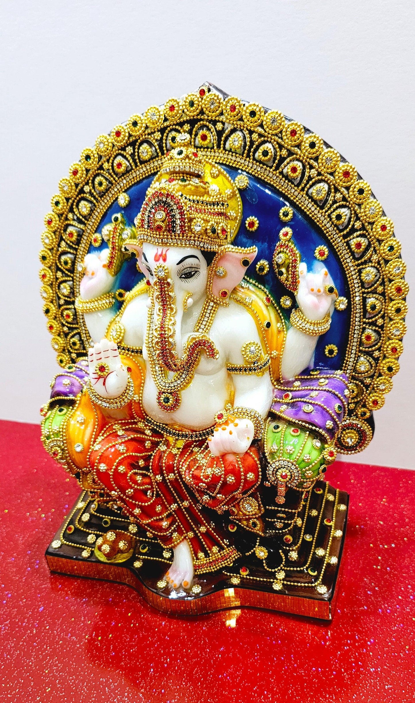 Rare Lord Ganesh / Ganesha Hand Stone Decorated Statue