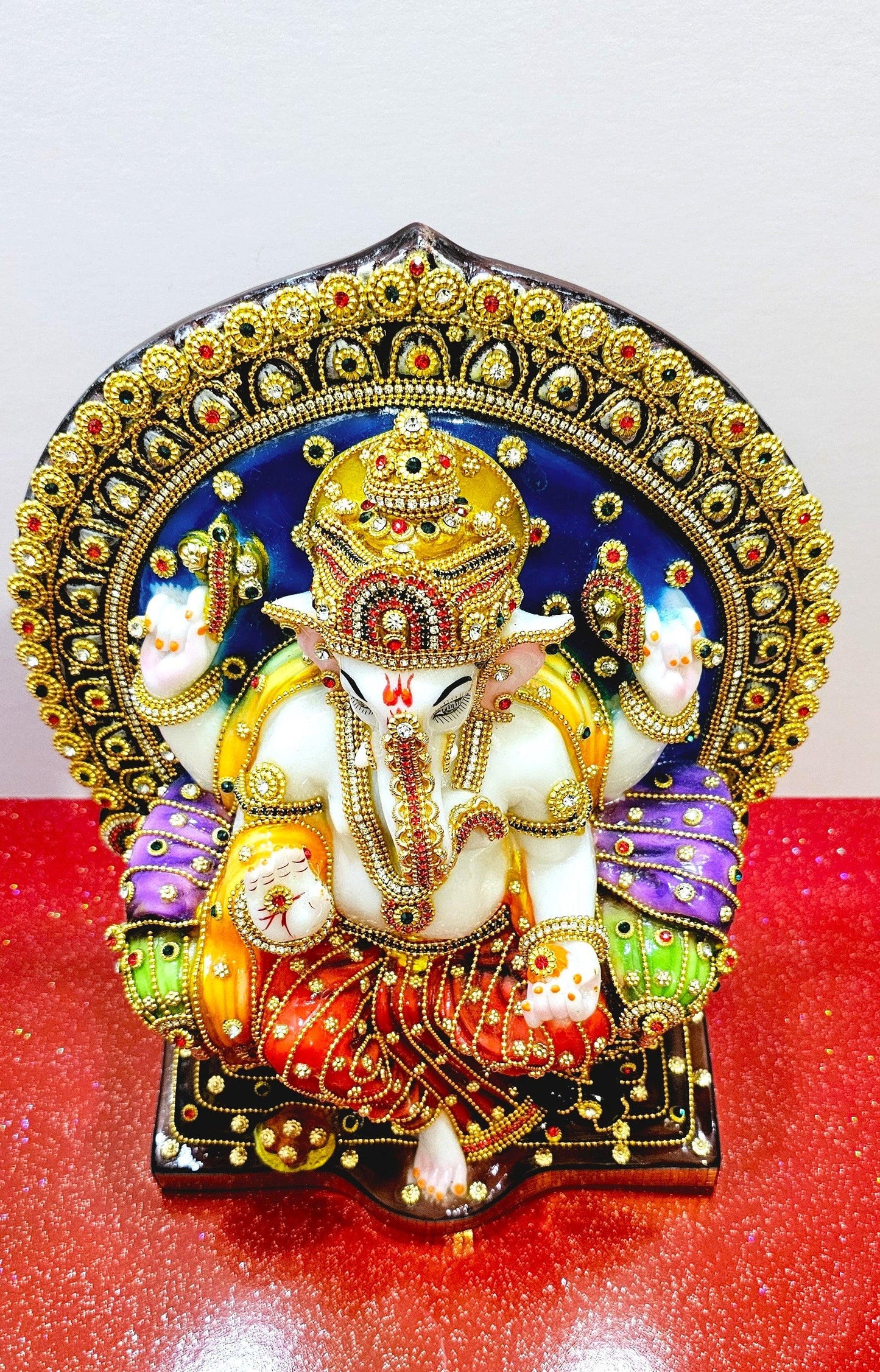 Rare Lord Ganesh / Ganesha Hand Stone Decorated Statue