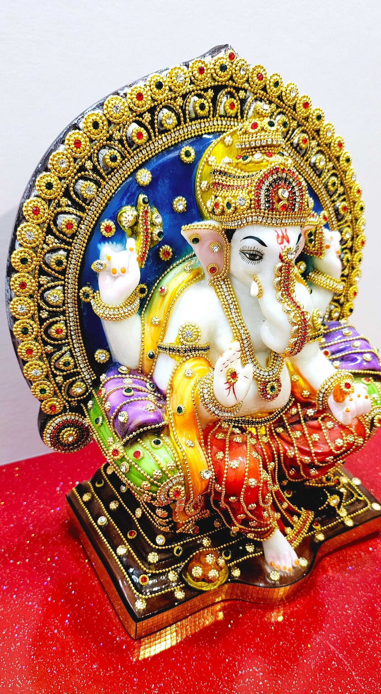 Rare Lord Ganesh / Ganesha Hand Stone Decorated Statue