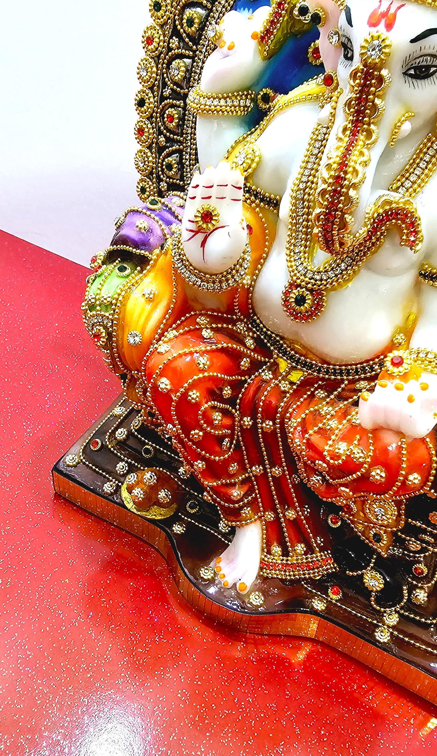 Rare Lord Ganesh / Ganesha Hand Stone Decorated Statue