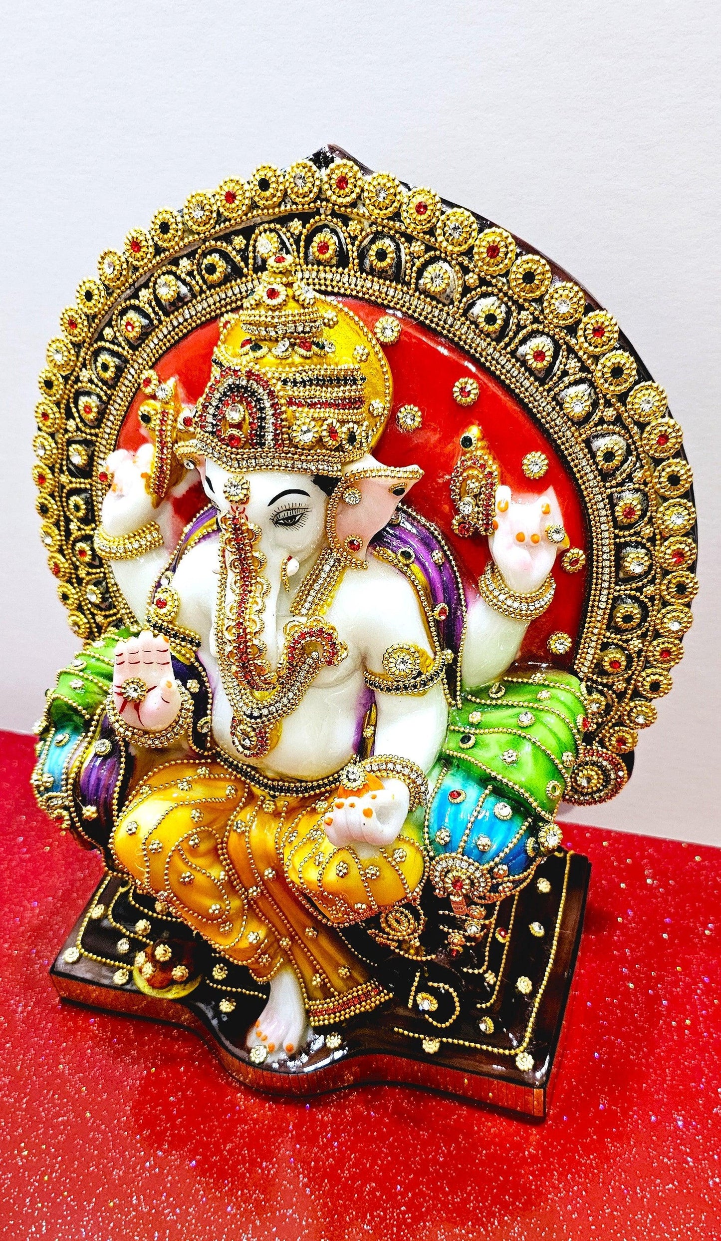 Rare Lord Ganesh / Ganesha Hand Stone Decorated Statue