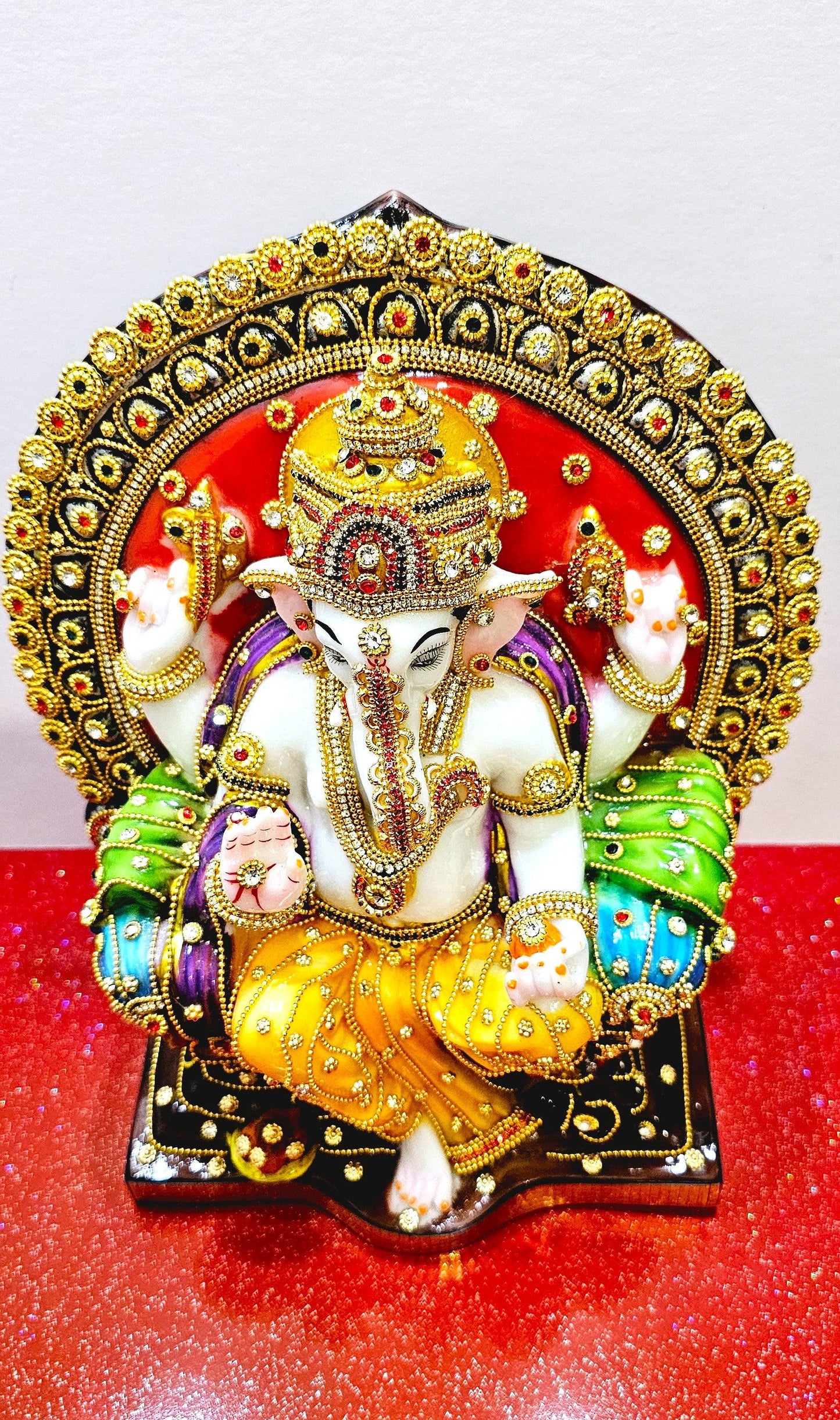 Rare Lord Ganesh / Ganesha Hand Stone Decorated Statue