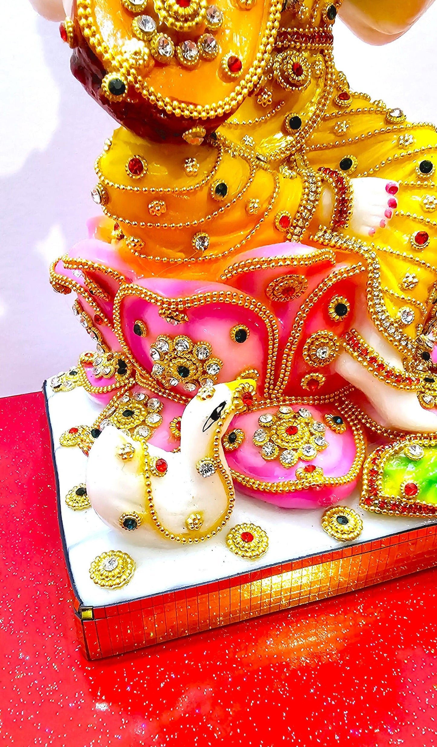 Goddess Mata Saraswati Rare Stone Hand Decorated Statue