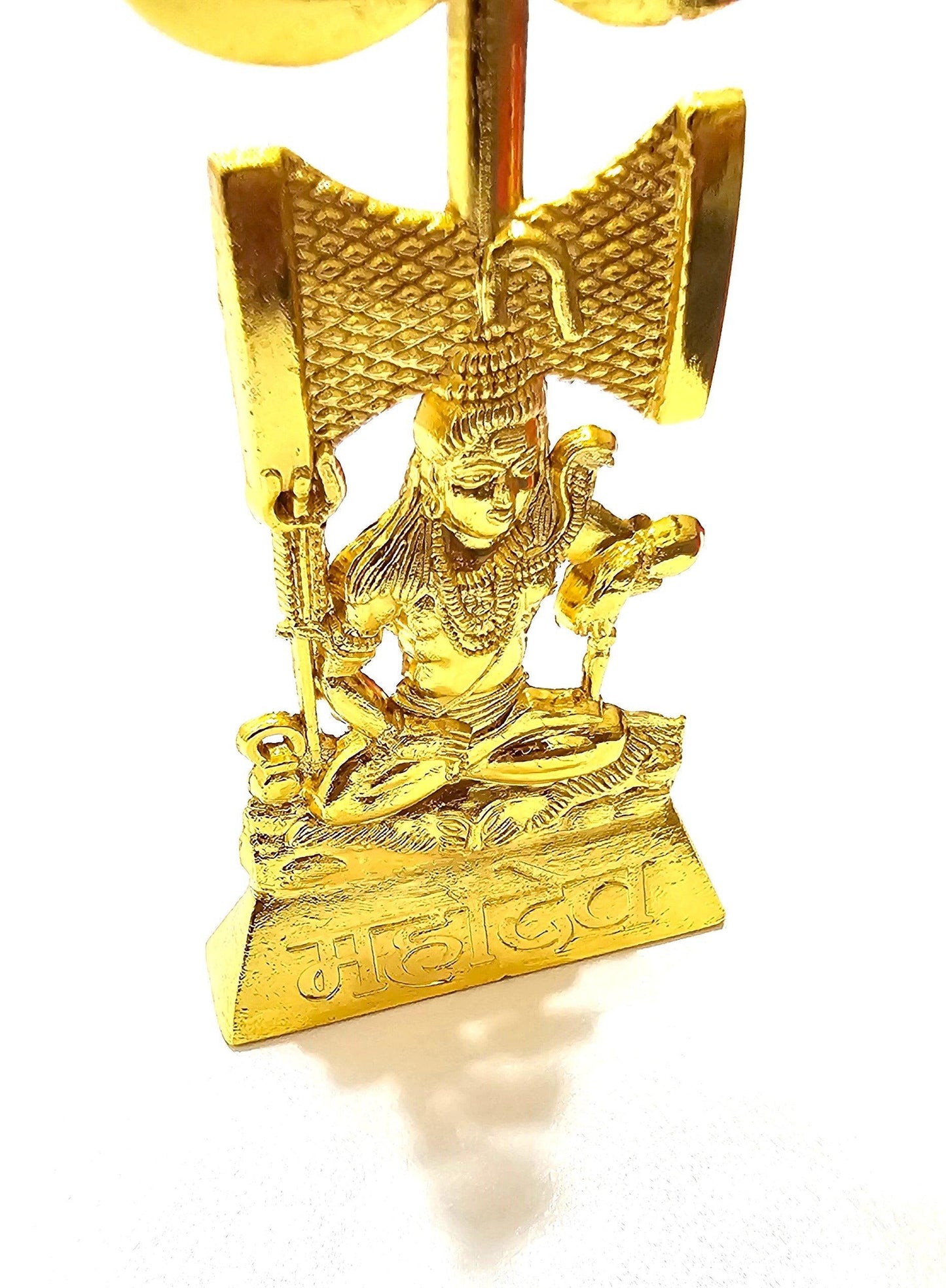 Rare Lord Shiva and Trishul ( Trident ) Gold Plated Statue