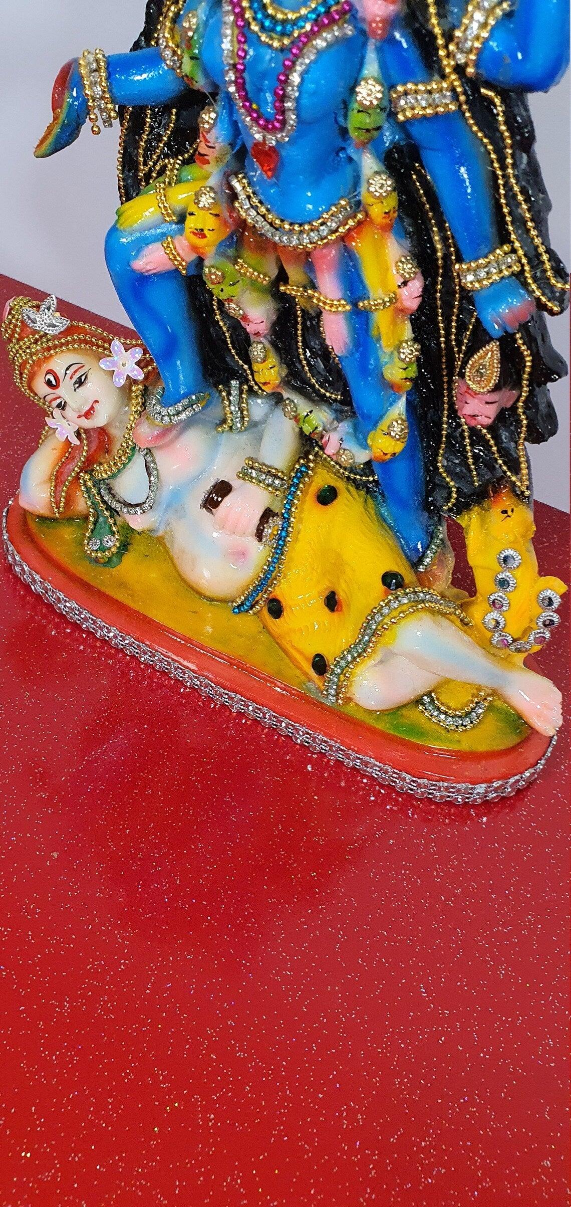 Rare hand decorated Goddess Kali Maa Lord Shiva Statue