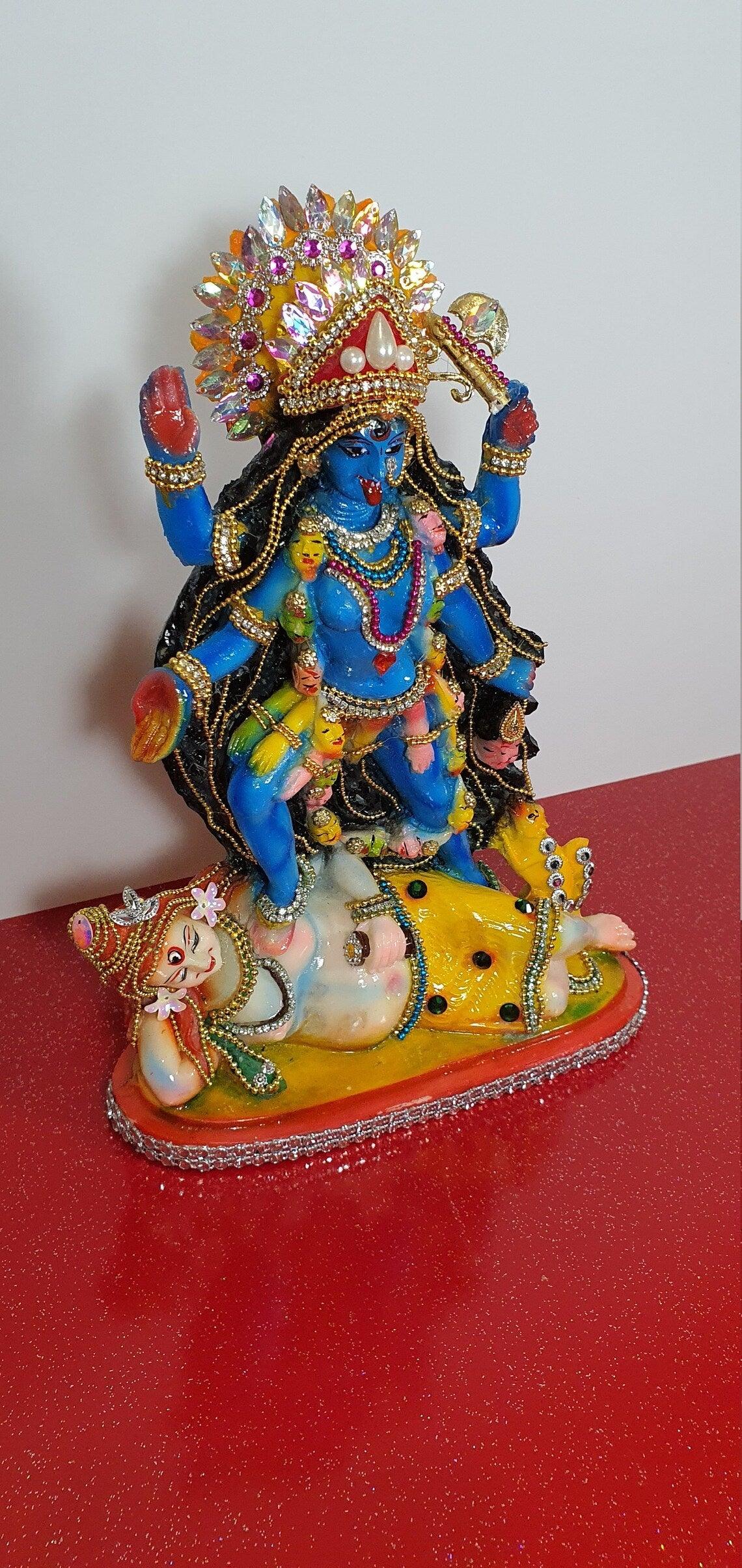 Rare hand decorated Goddess Kali Maa Lord Shiva Statue