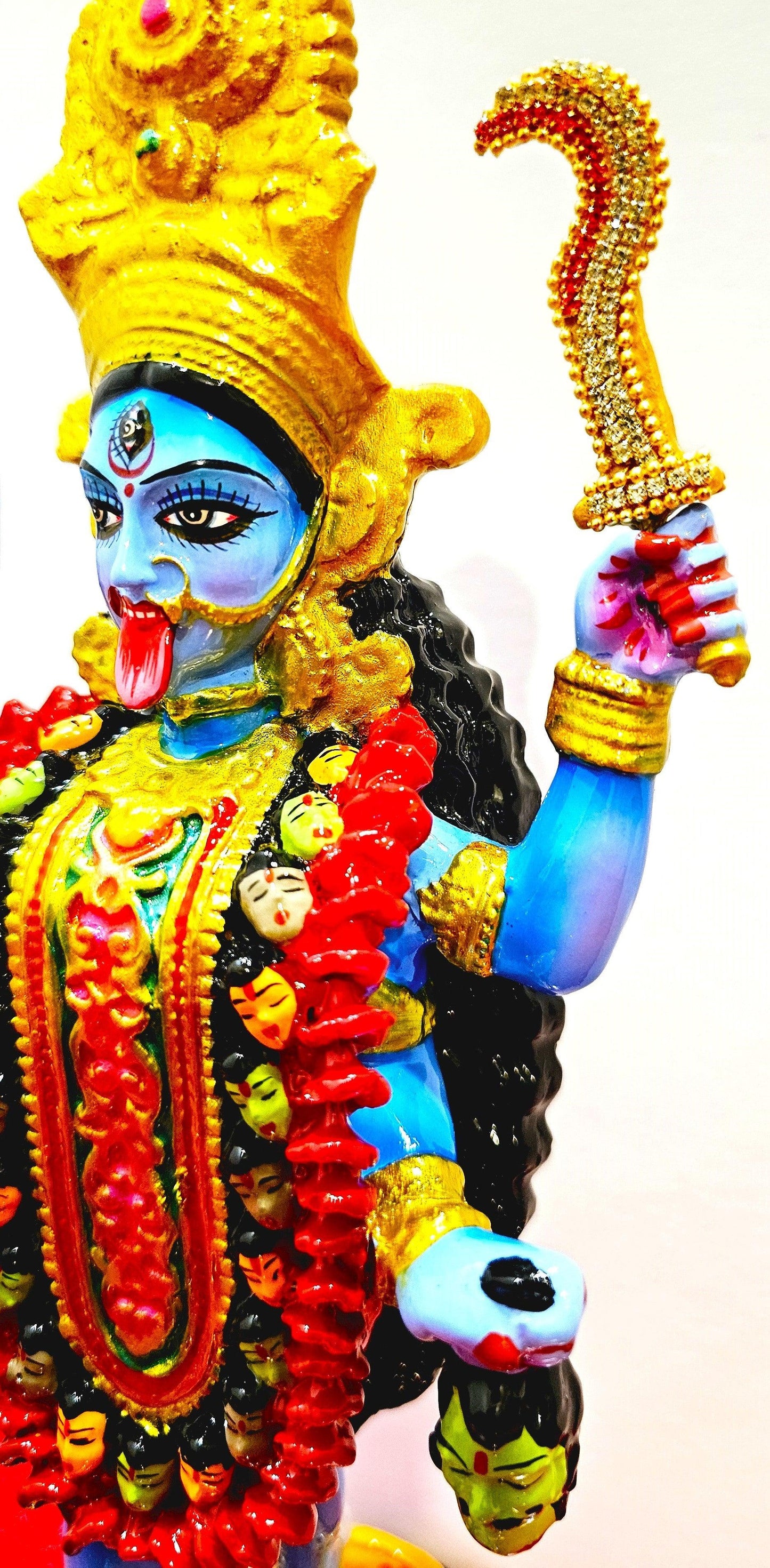 Goddess Kali Maa / Mata Rare Statue , In Colour Blue