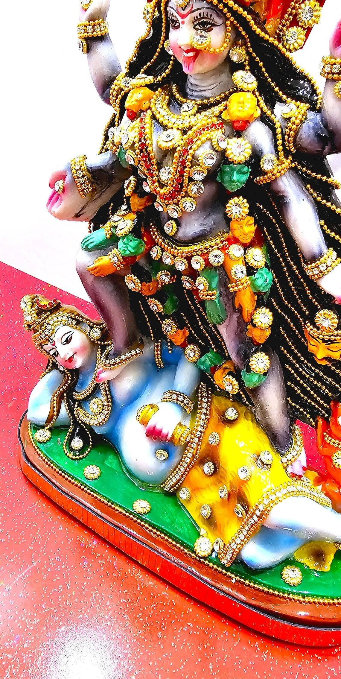 Rare hand decorated Goddess Kali Maa Lord Shiva Statue