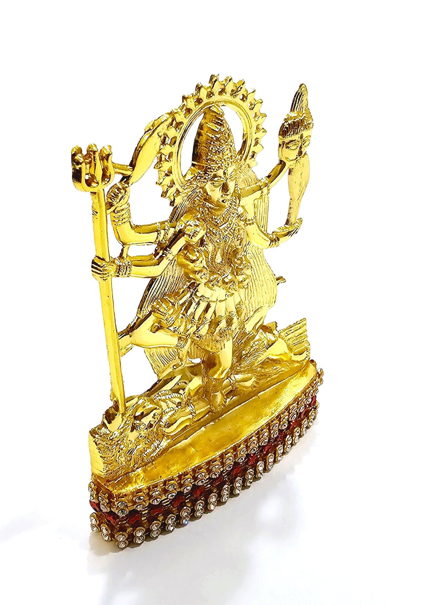 Goddess Kali Maa , Rare Stone Decorated, Gold Plated Idol Statue