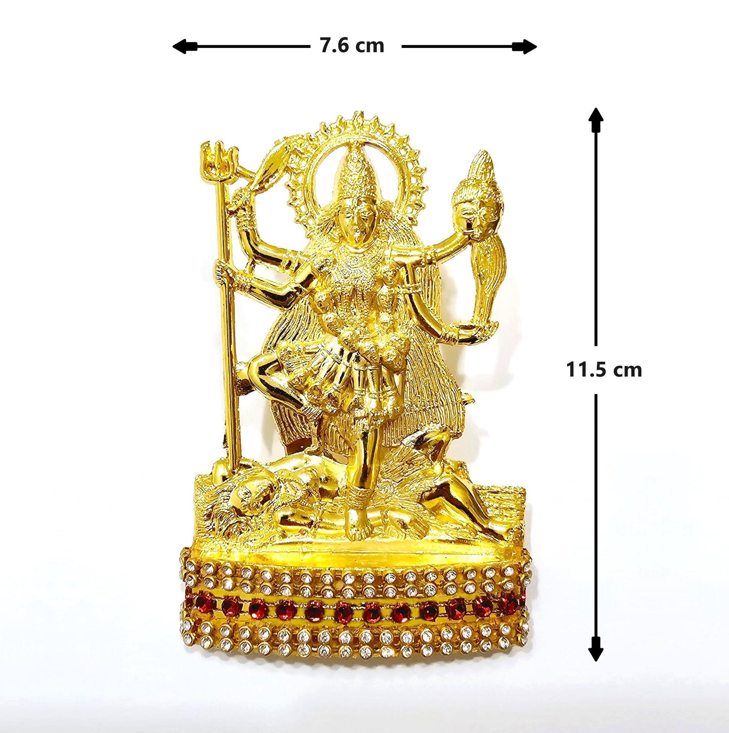 Goddess Kali Maa , Rare Stone Decorated, Gold Plated Idol Statue