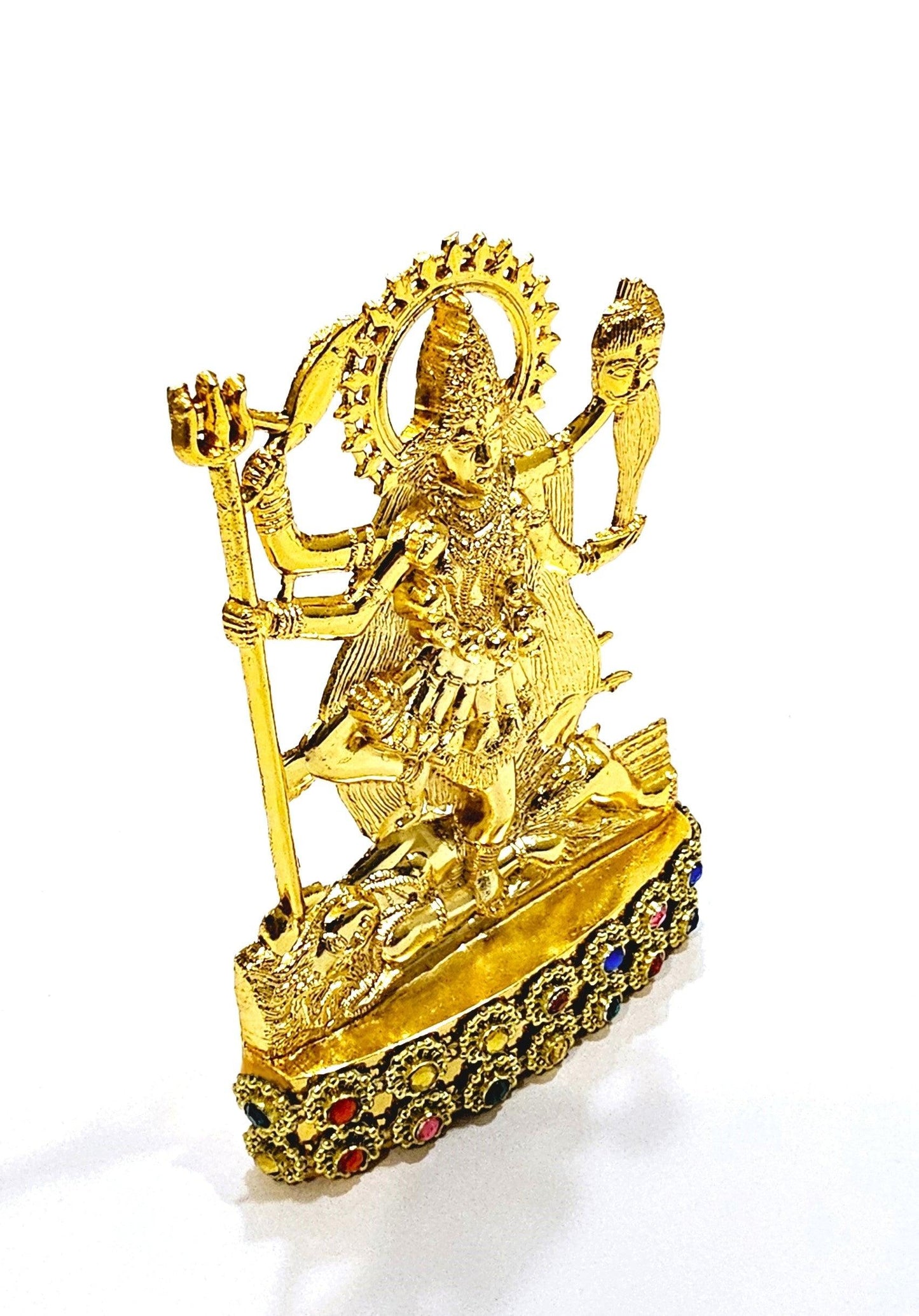 Goddess Kali Maa , Rare Stone Decorated, Gold Plated Idol Statue
