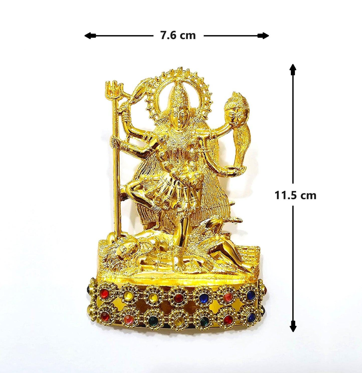 Goddess Kali Maa , Rare Stone Decorated, Gold Plated Idol Statue