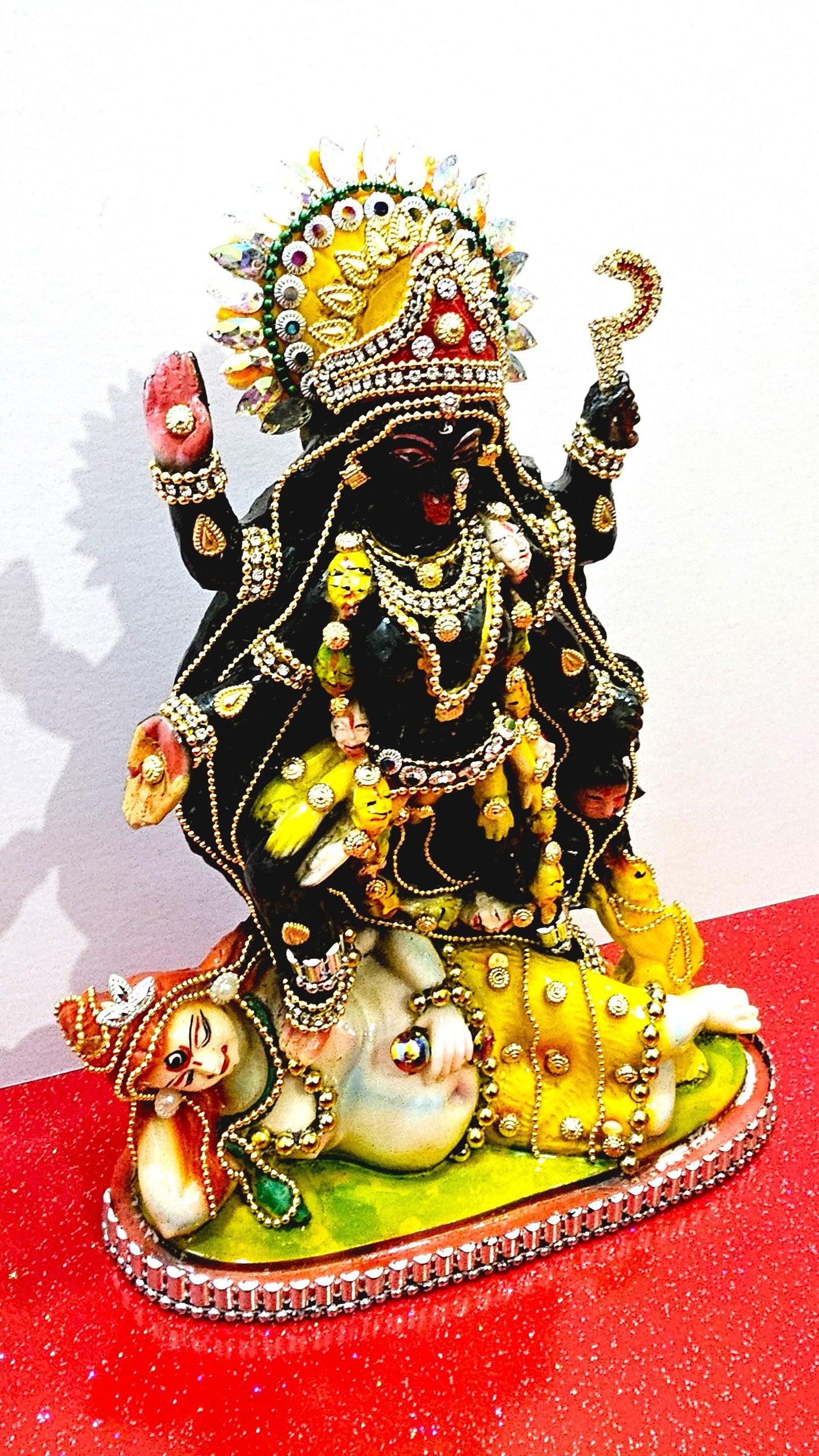 Rare hand decorated Goddess Kali Maa Lord Shiva Statue
