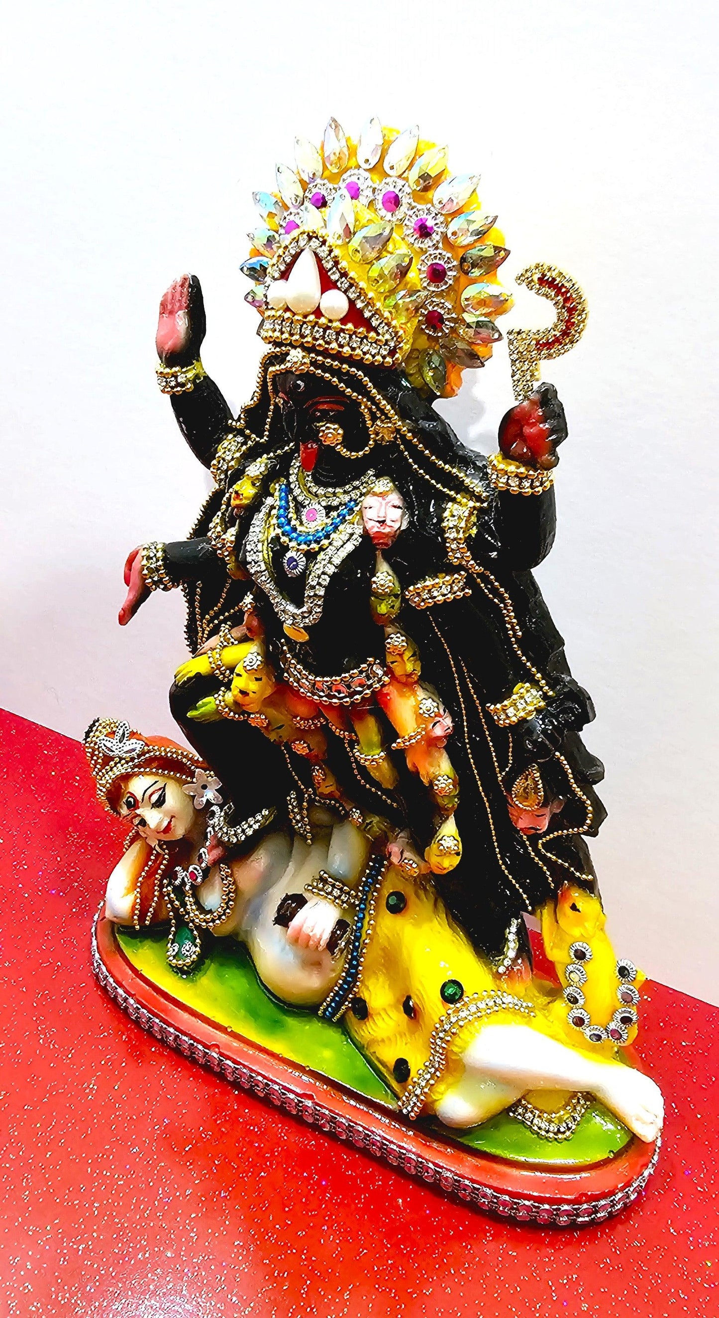 Rare hand decorated Goddess Kali Maa Lord Shiva Statue