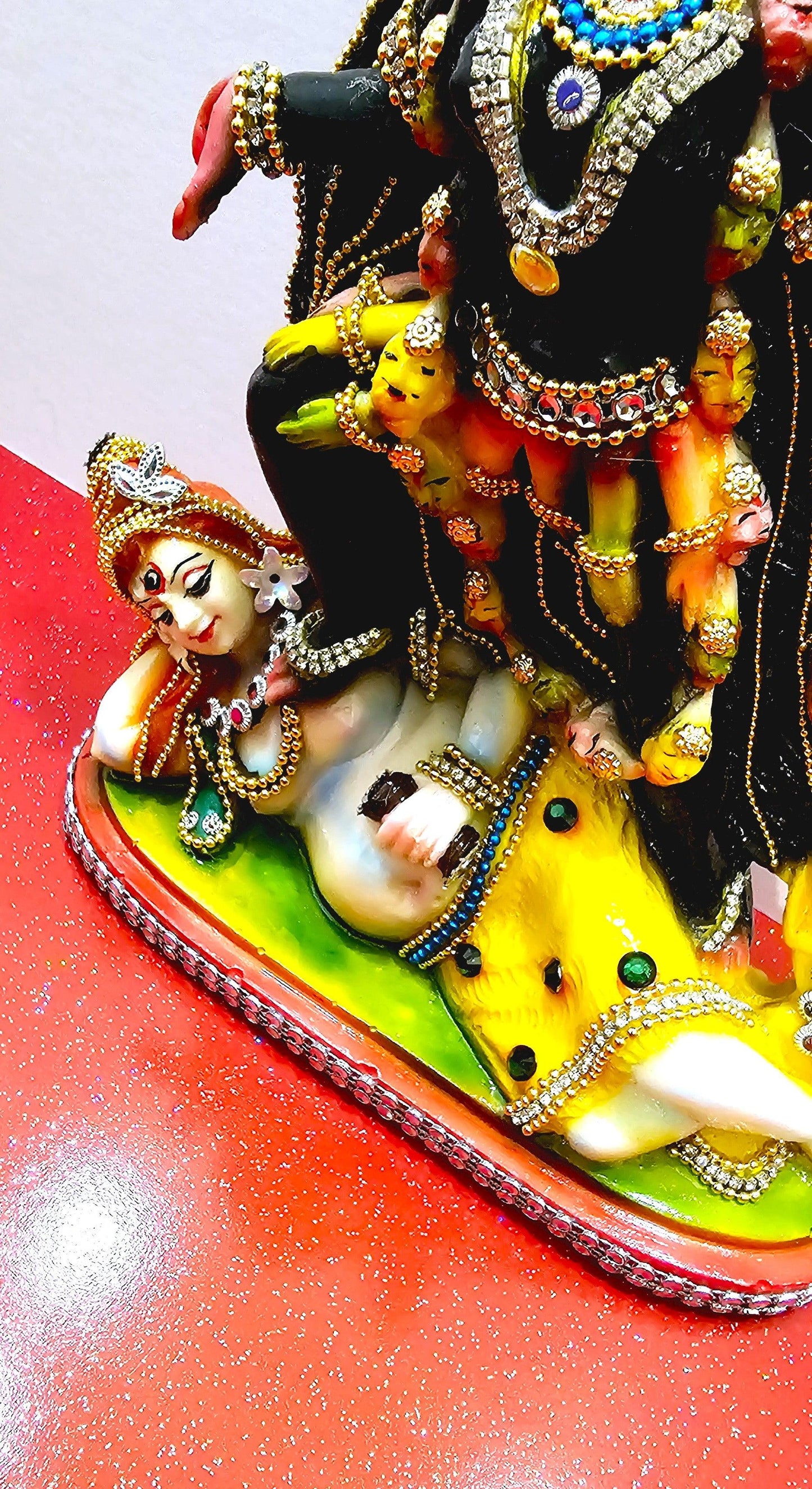 Rare hand decorated Goddess Kali Maa Lord Shiva Statue