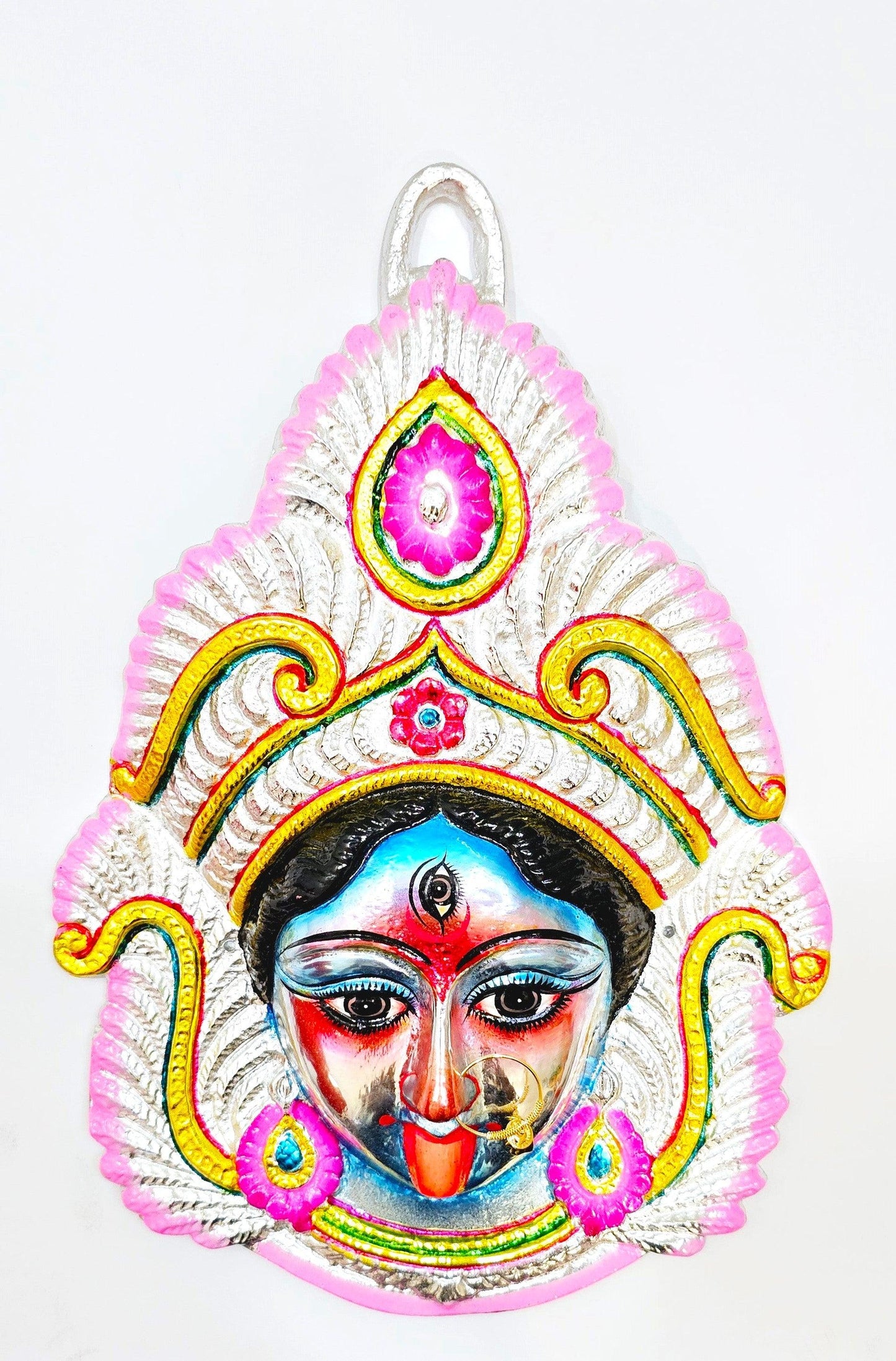LARGE Extremely Rare Goddess Kali Maa / Mata ( Durga ) Wall Hanging Face , Large Nose Ring
