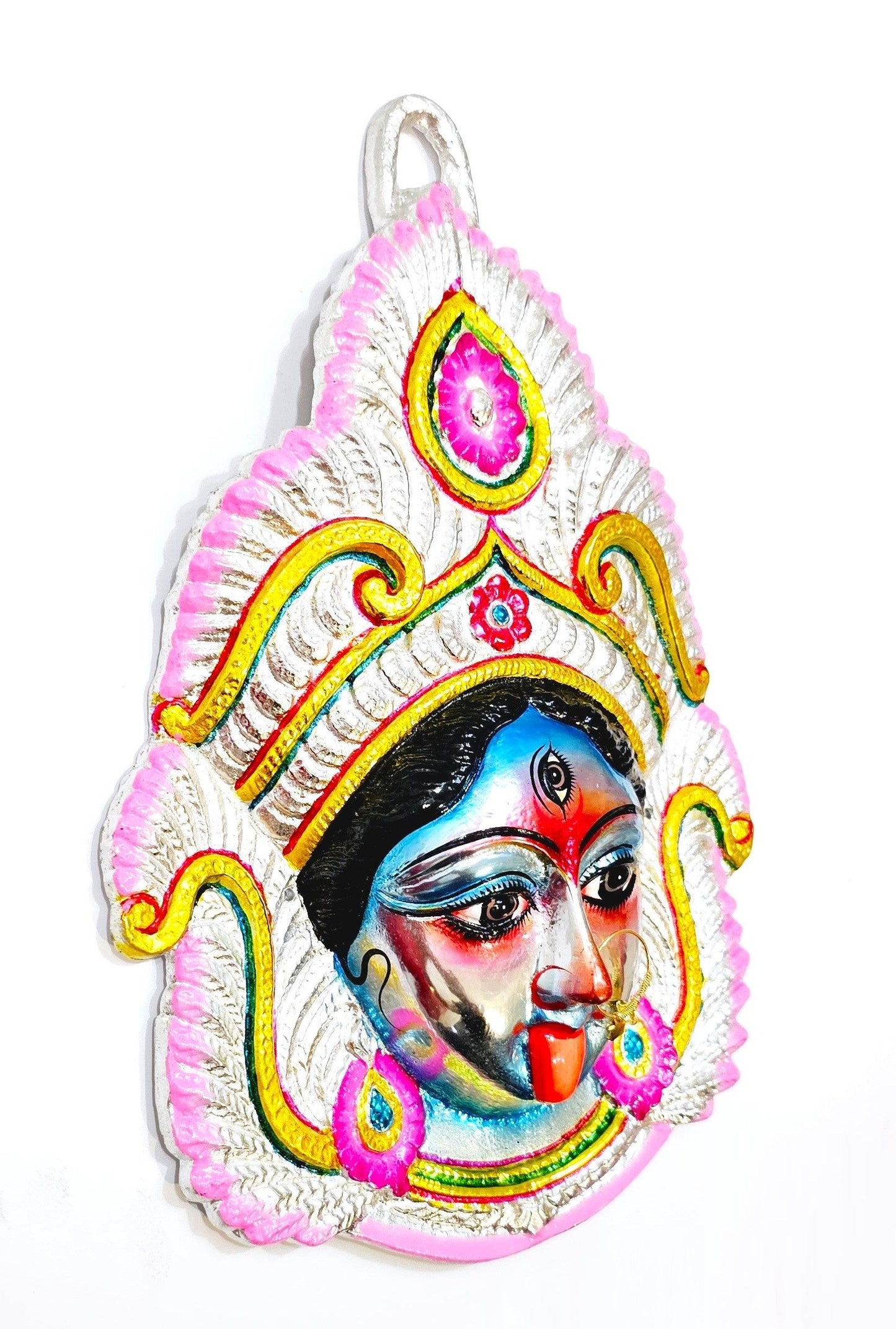 LARGE Extremely Rare Goddess Kali Maa / Mata ( Durga ) Wall Hanging Face , Large Nose Ring