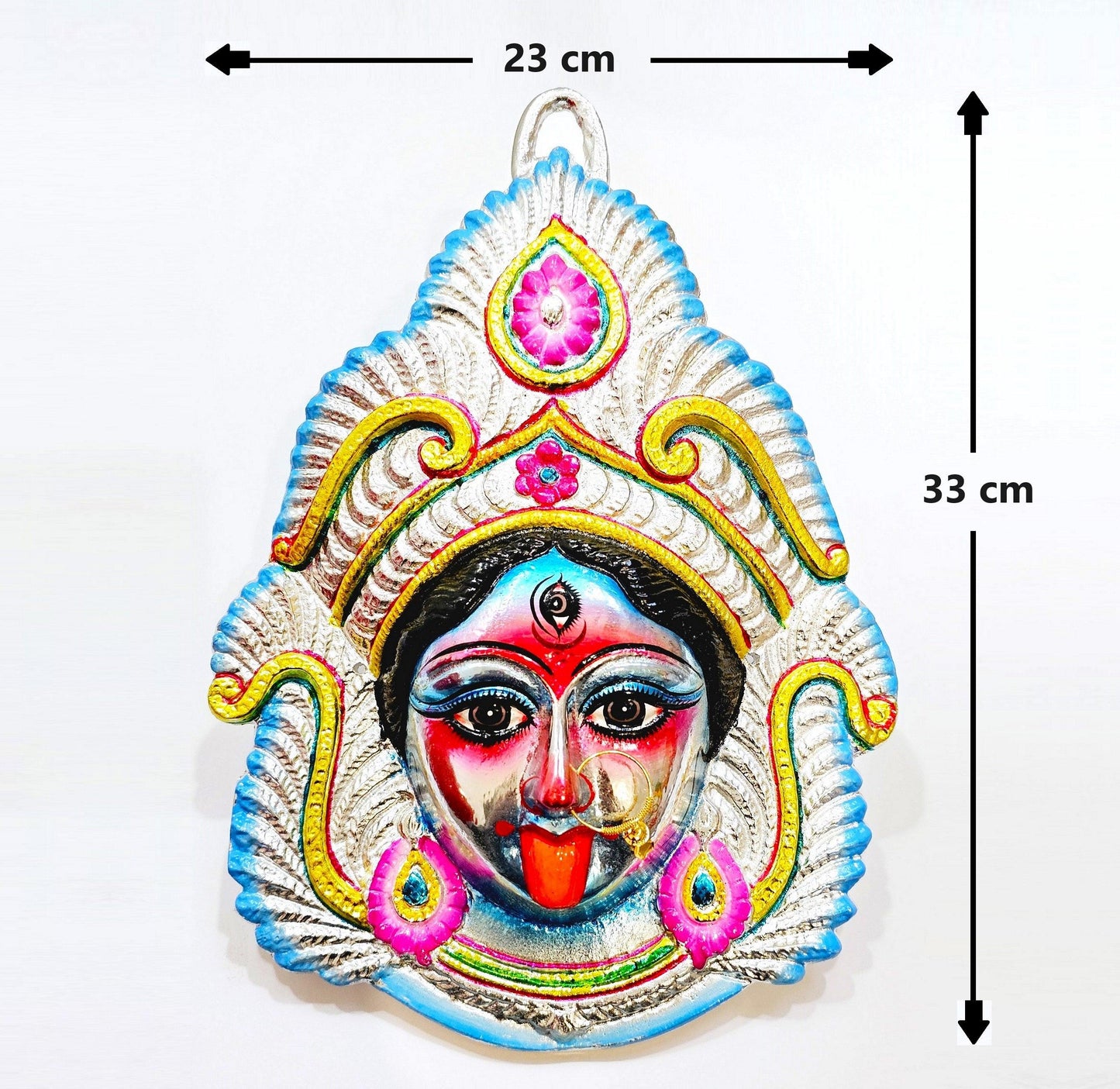 LARGE Extremely Rare Goddess Kali Maa / Mata ( Durga ) Wall Hanging Face , Large Nose Ring