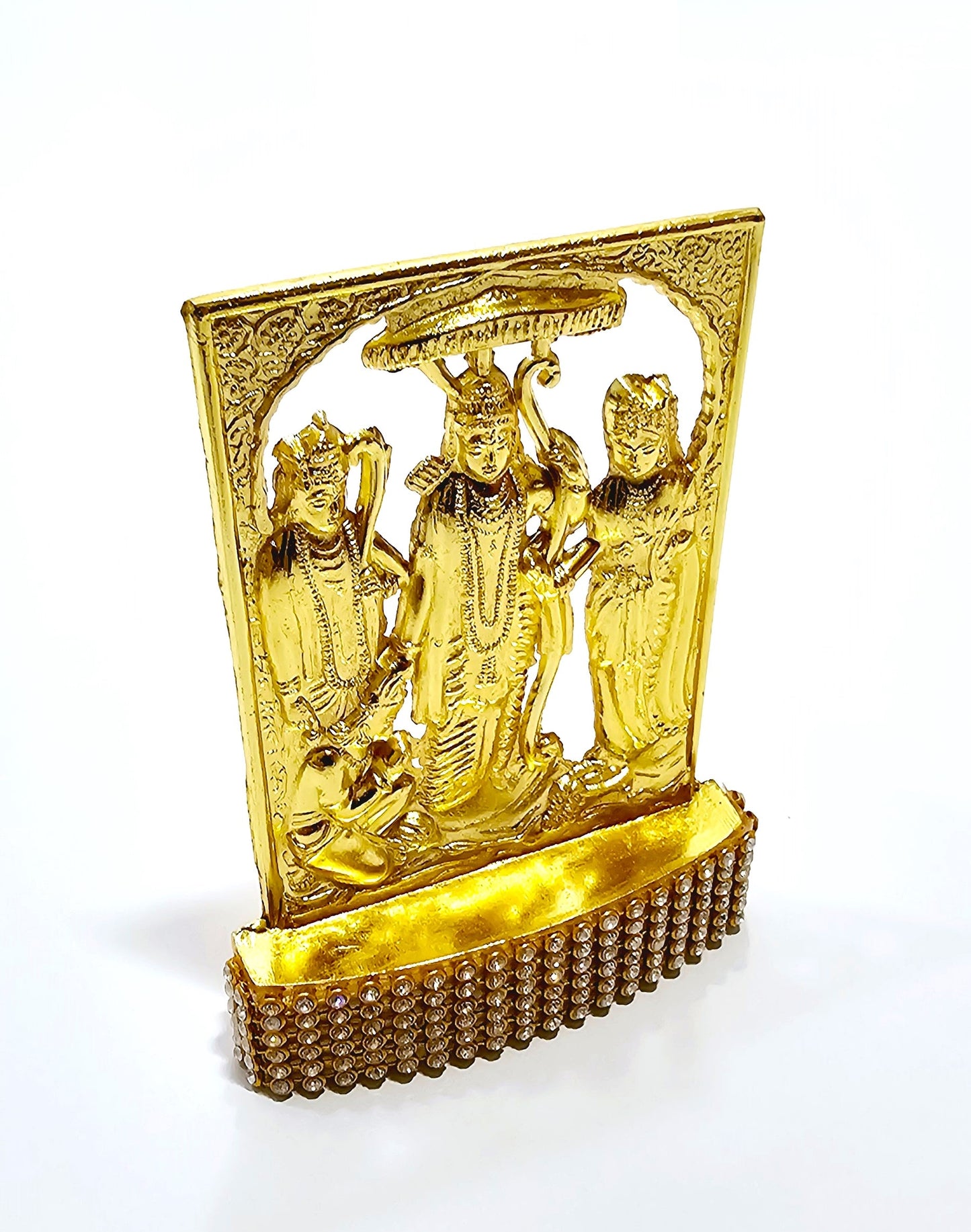 Lord Ram Darbar Rare Stone Decorated, Gold Plated Idol Statue