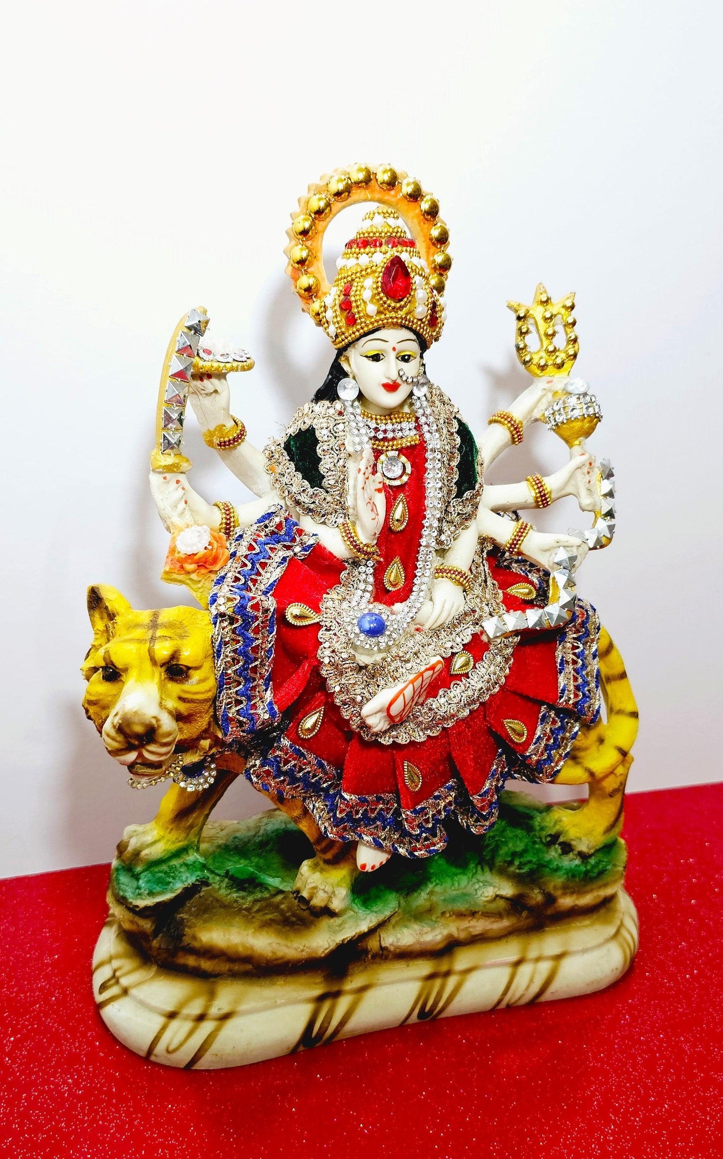 Rare Sherawali Mata ( Durga ) Decorated Statue