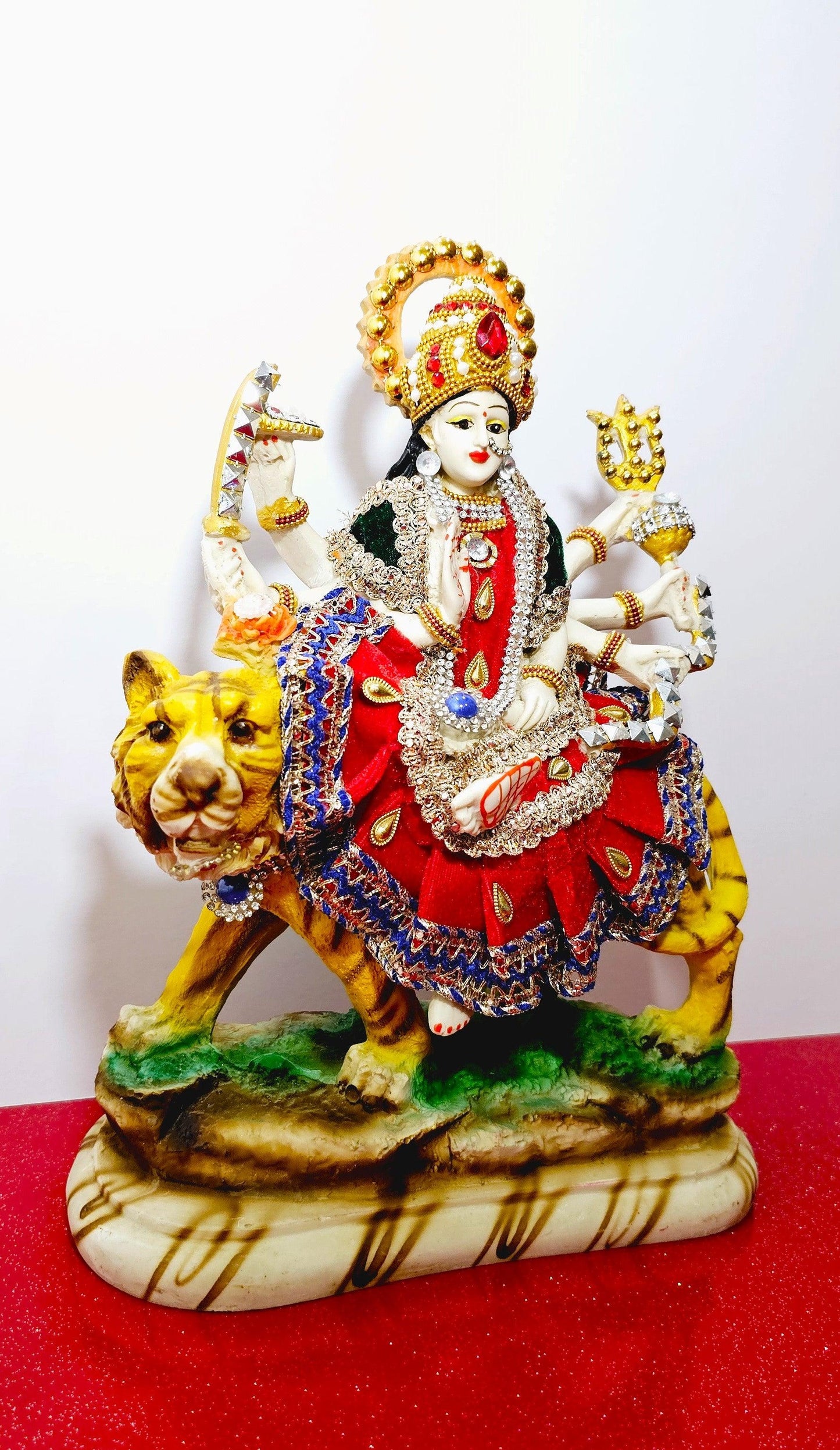 Rare Sherawali Mata ( Durga ) Decorated Statue