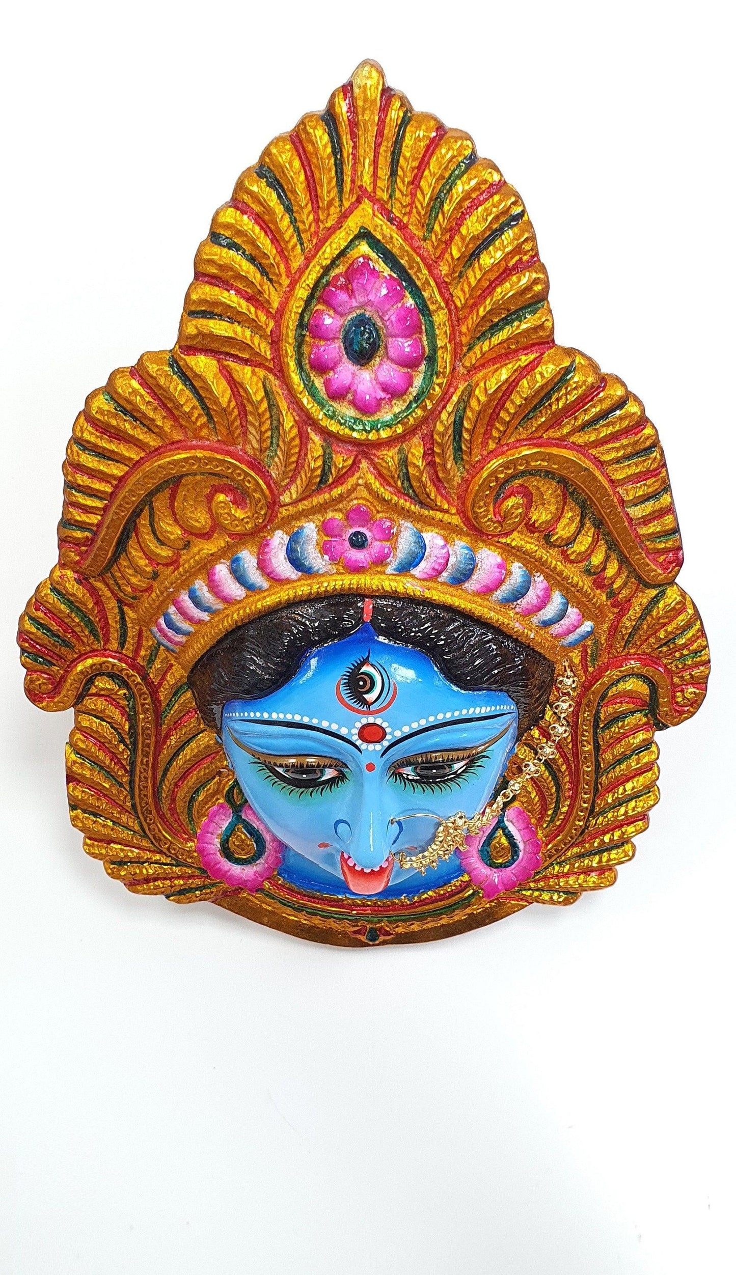 LARGE Rare Goddess Kali Maa/Mata ( Durga ) Wall Hanging Face , Large Nose Ring