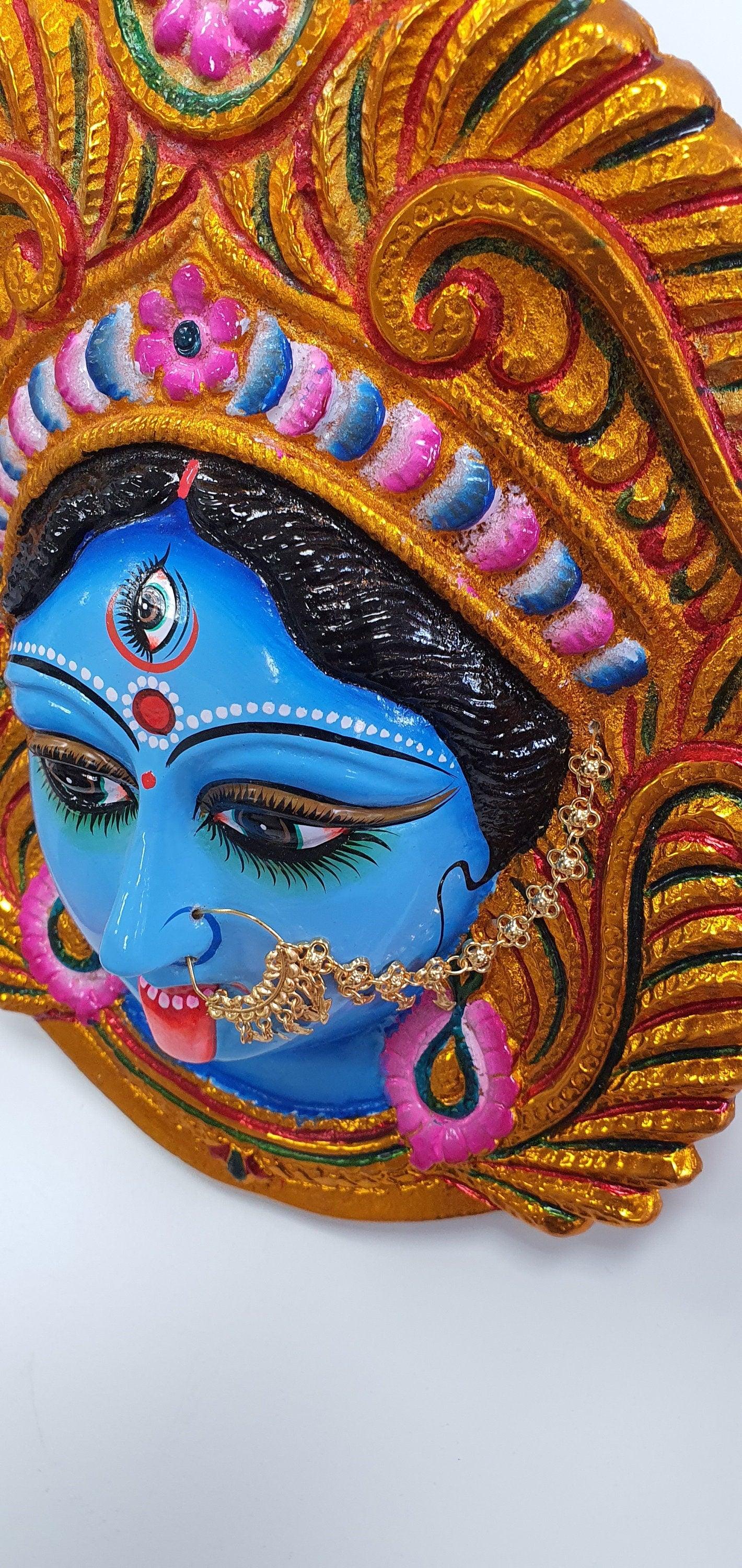 LARGE Rare Goddess Kali Maa/Mata ( Durga ) Wall Hanging Face , Large Nose Ring