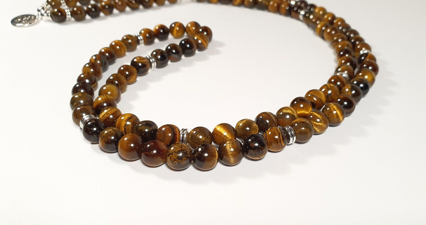 Hindu Om/Aum 108 Natural Gemstone Beaded Mala , Necklace/Bracelet