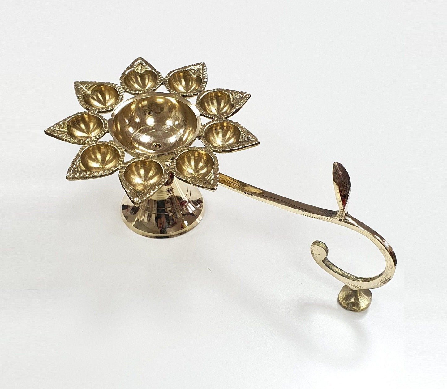 Brass Aarti Puja/Pooja/Diwali/Festival 9 Diya/Diva Lamp,