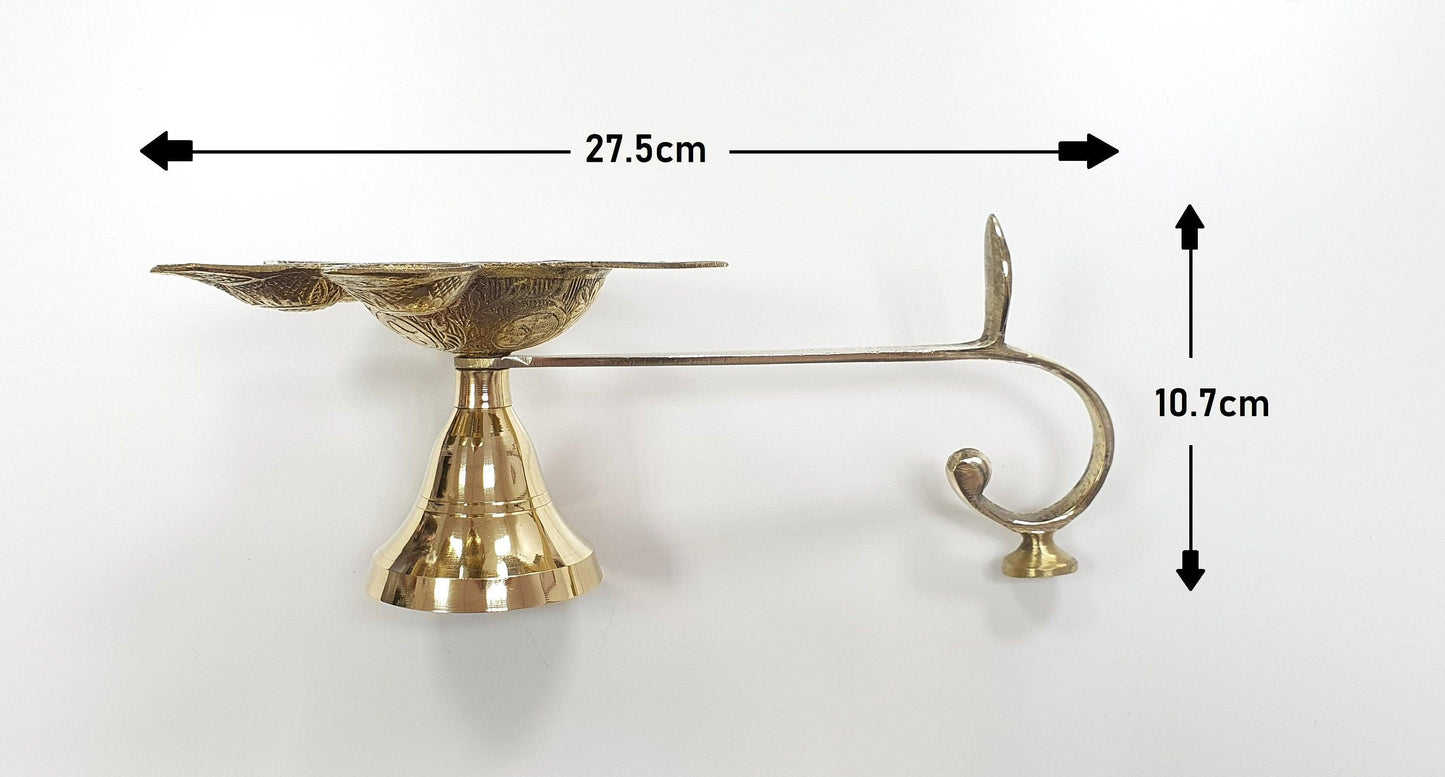 Large Stylish Brass Aarti Puja/Pooja/Diwali/Festival 5 Diya/Diva Lamp
