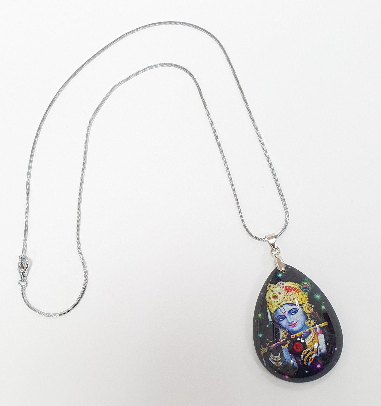 Lord Krishna Crystal Pendant with Silver Chain , High Quality product