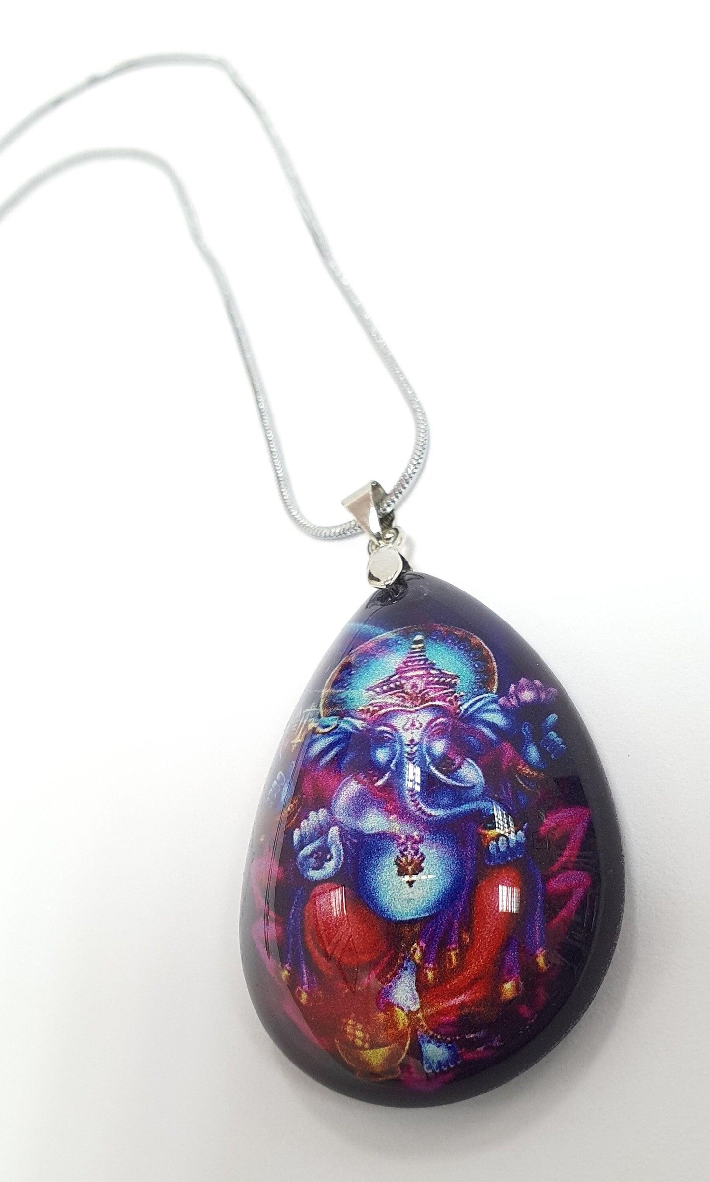 Lord Ganesh Crystal Pendant with Silver Chain , High Quality product