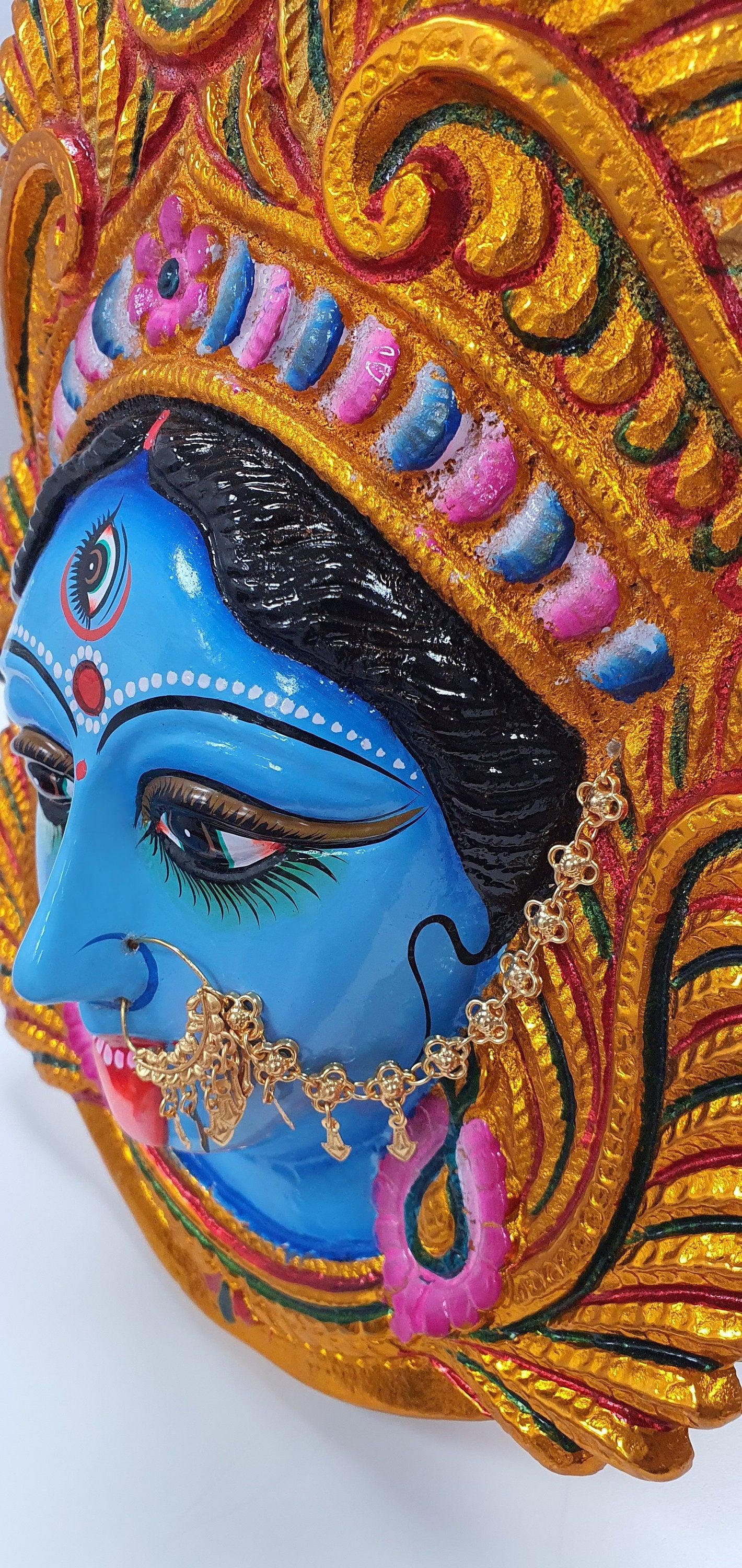 LARGE Rare Goddess Kali Maa/Mata ( Durga ) Wall Hanging Face , Large Nose Ring