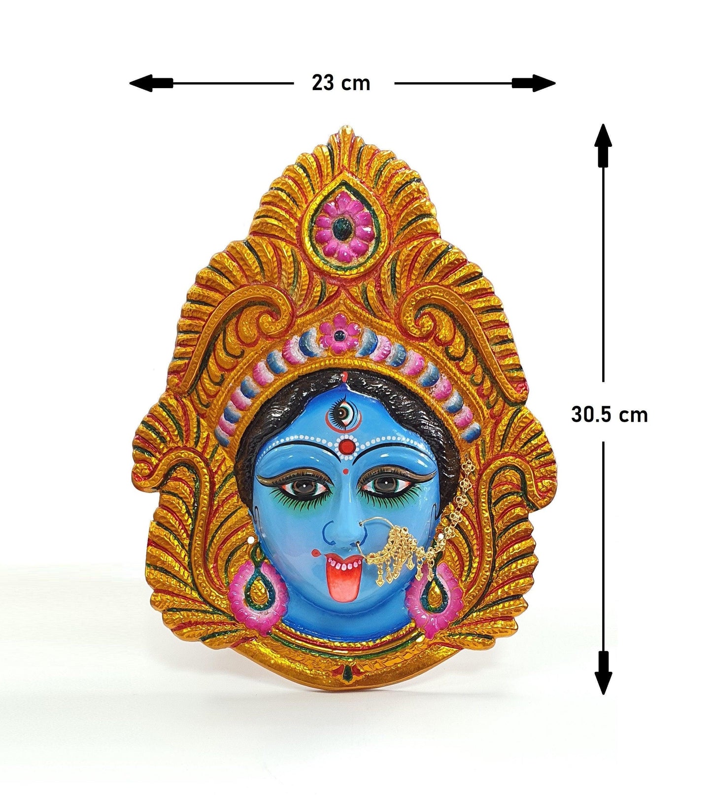 LARGE Rare Goddess Kali Maa/Mata ( Durga ) Wall Hanging Face , Large Nose Ring