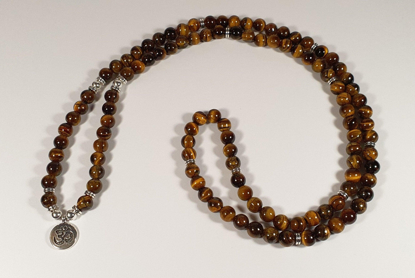Hindu Om/Aum 108 Natural Gemstone Beaded Mala , Necklace/Bracelet