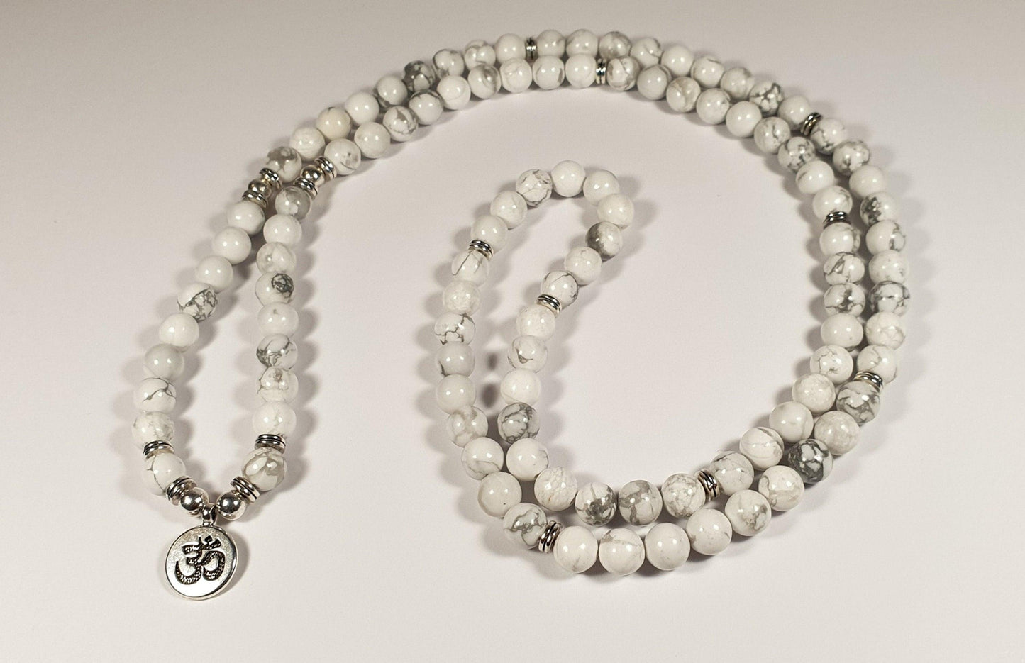 Hindu Om/Aum 108 Natural Gemstone Beaded Mala , Necklace/Bracelet