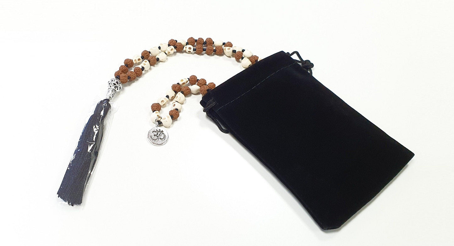 High Quality 6mm 108 beads, OM Logo Natural Rudraksha , Kali Mata/Shiva Mala