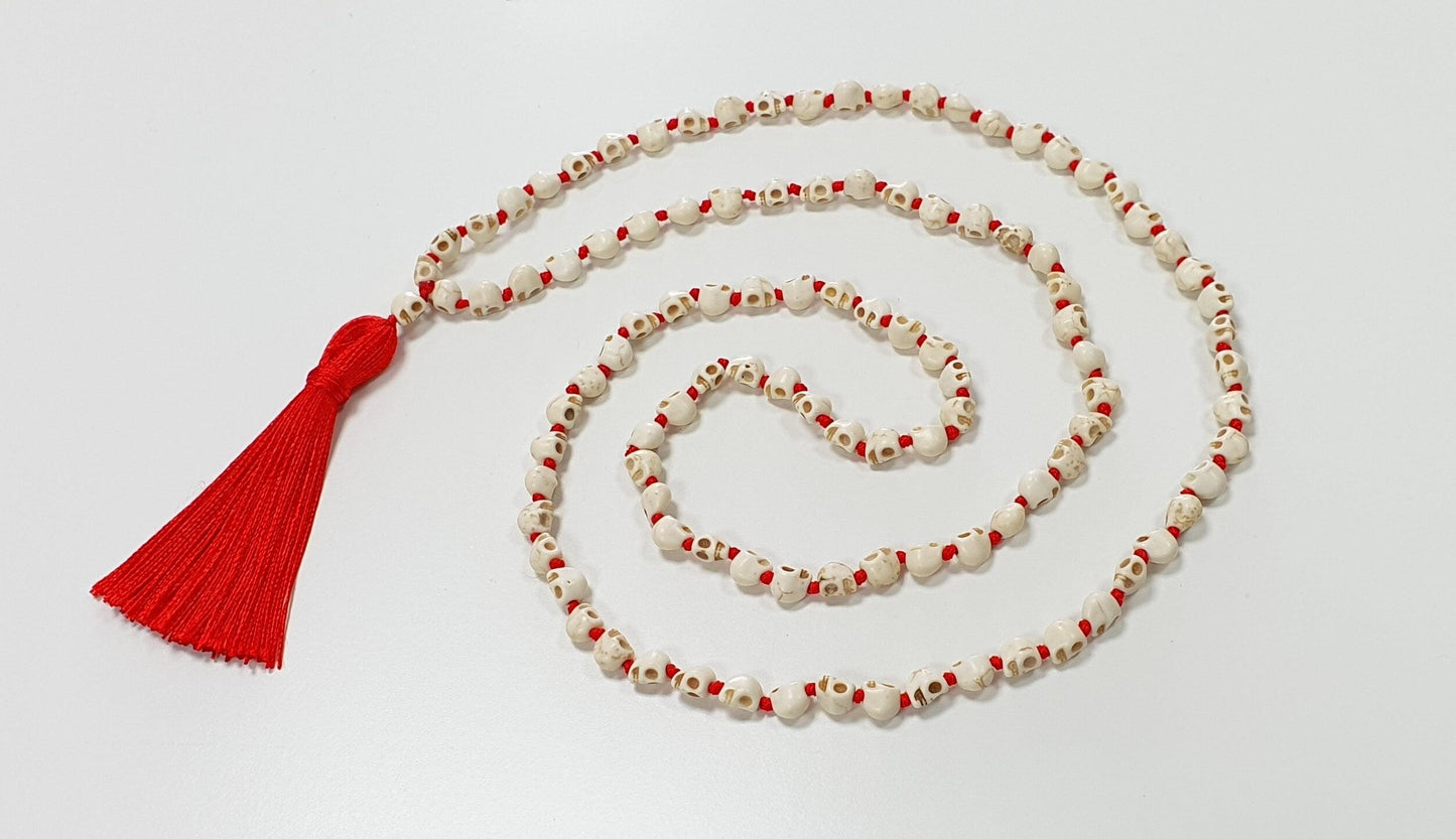 High Quality 108+1 Goddess Kali Maa/Mata Skull Beads Protection Mund Mala