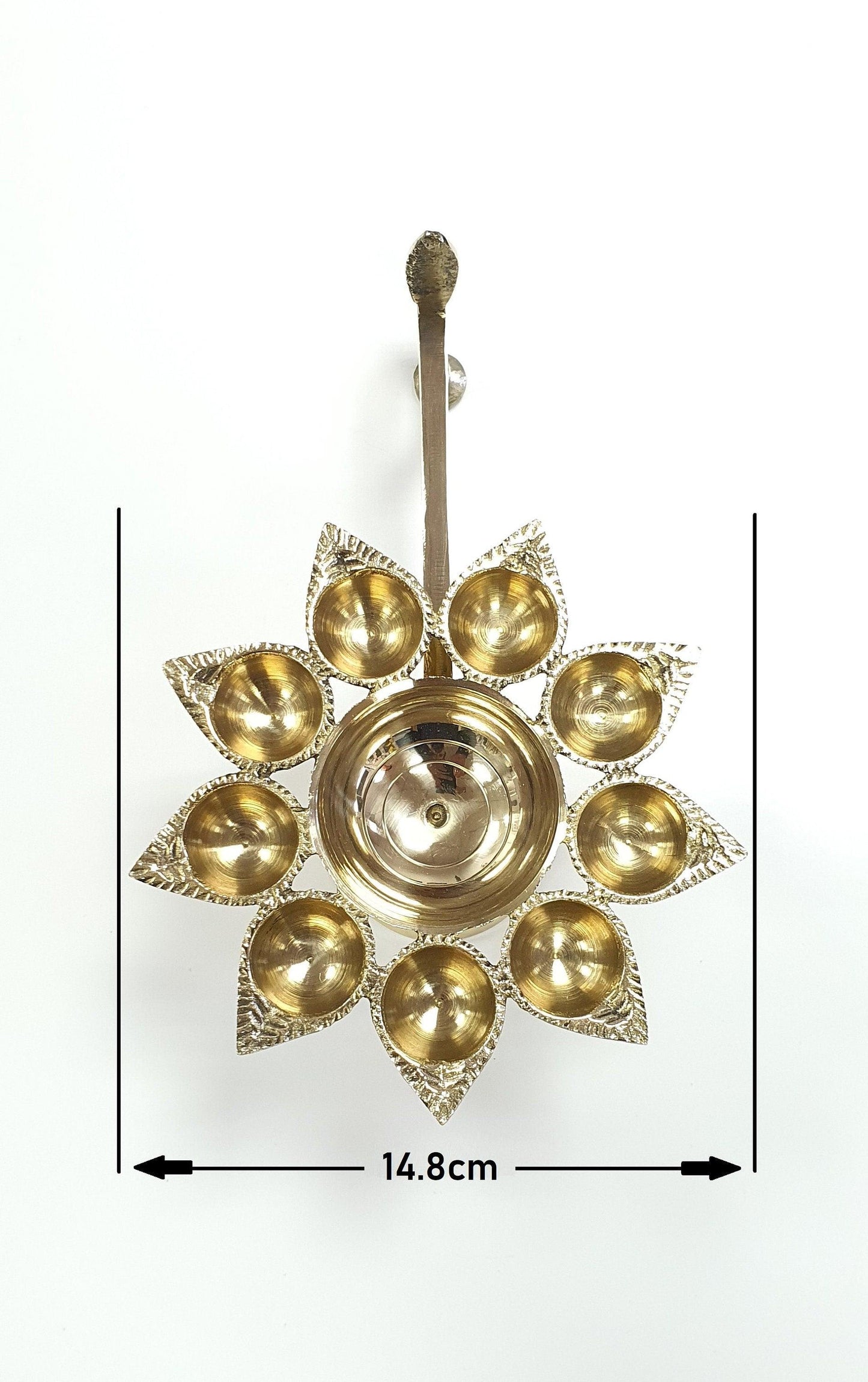 Large Brass Aarti Puja/Pooja/Diwali/Festival 9 Diya/Diva Lamp