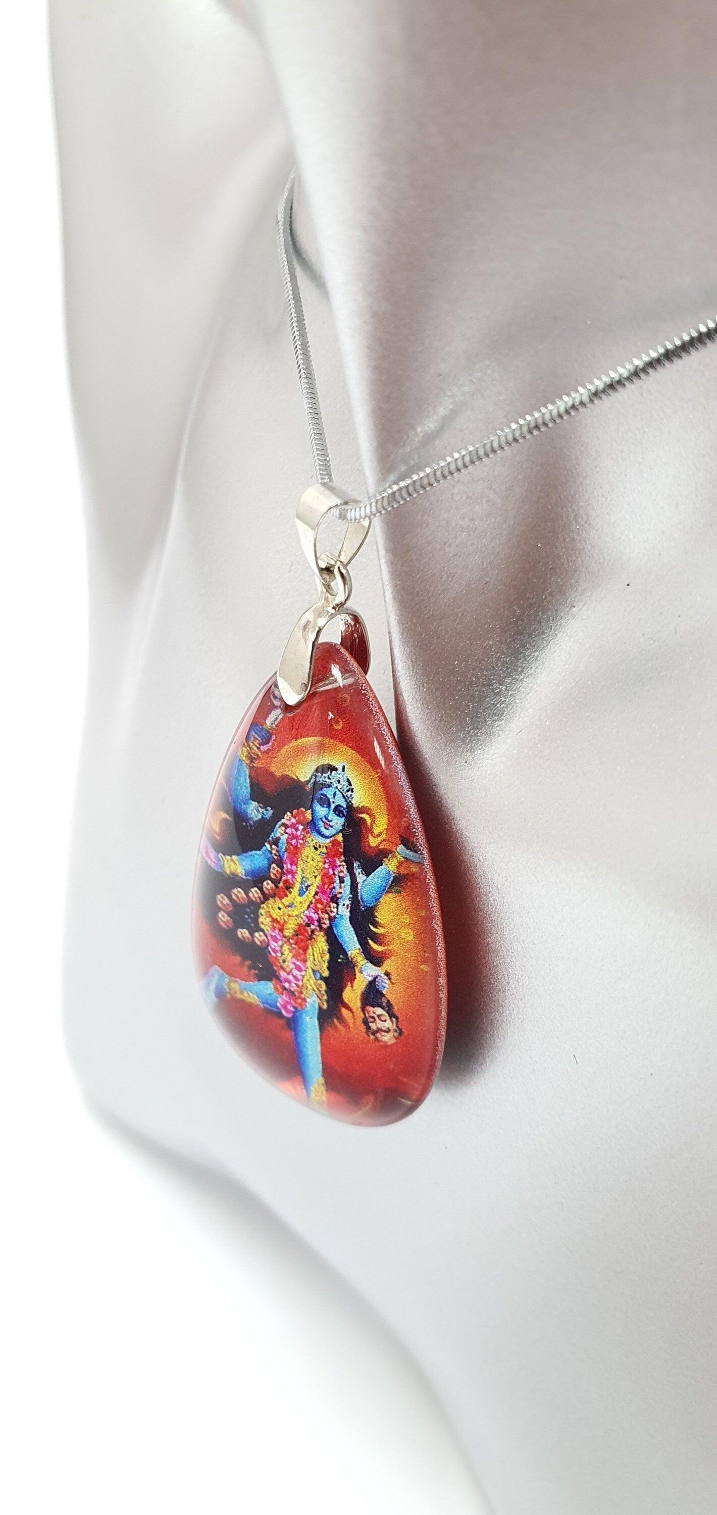 Goddess Kali Maa/Mata Crystal Pendant with Silver Chain , High Quality product